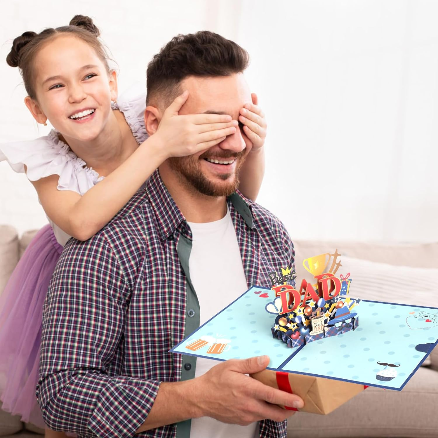 Bighan Pop up Happy Father'S Day Card, 3D Father'S Day BEST DAD Pop up Greeting Boxed Cards Anniversary Pop up Cards for Men image number 3