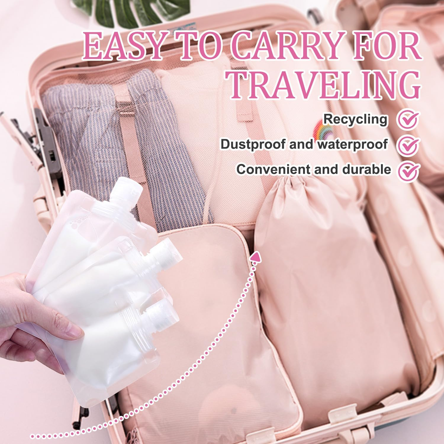 Travel Pouches for Toiletries, 2025 New Portable Travel Fluid Makeup Packing Bag, Stand up Pouch, Refillable Clear Travel Containers for Shampoo Conditioner Lotion Soap Liquids ﻿, 12Pcs Mix, 50ML image number 5