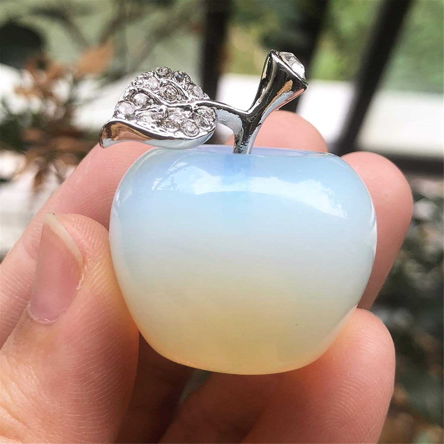 Neyisaa Synthetic Opalite Crystal Apple Decor, Healing Crystals Pocket Stone Fruit Figurine Craft Home Decoration 30Mm - Colorful Ocean Agate image number 6