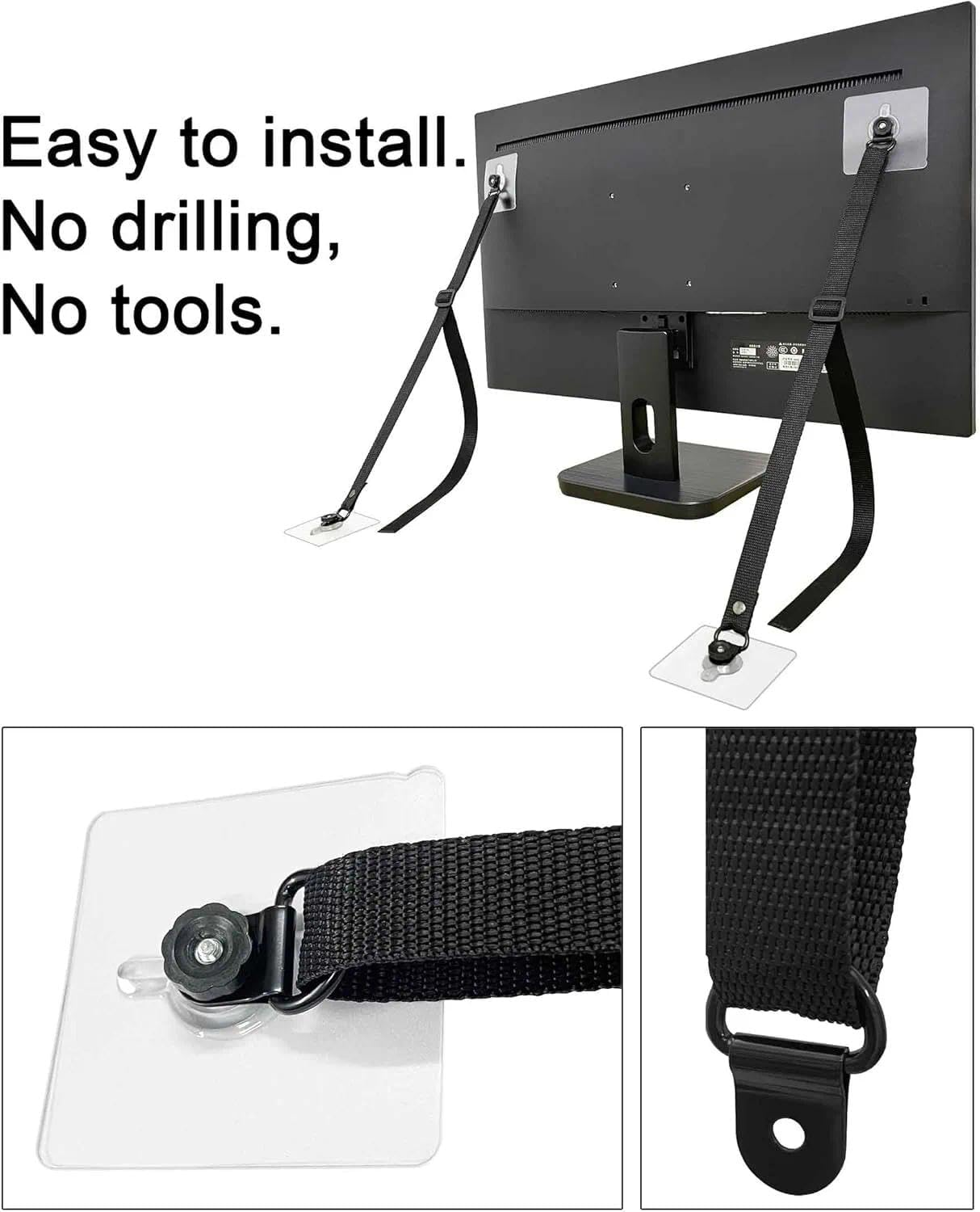 4-Pack Adjustable anti Tip TV Safety Straps, Furniture Anchor & Baby Proofing Safety for Flat Screens on TV Stands - Unron image number 4