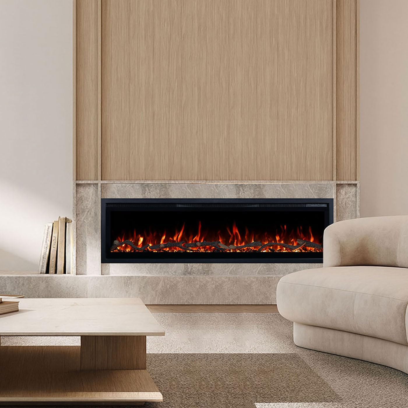 Modaliving Lucerne Series Electric Fireplace Heater, Wall Mounted, Recessed or Freestanding Design with Multi-Colour Flame Effect, Smartphone App and Remote Control (50 Inch) image number 4