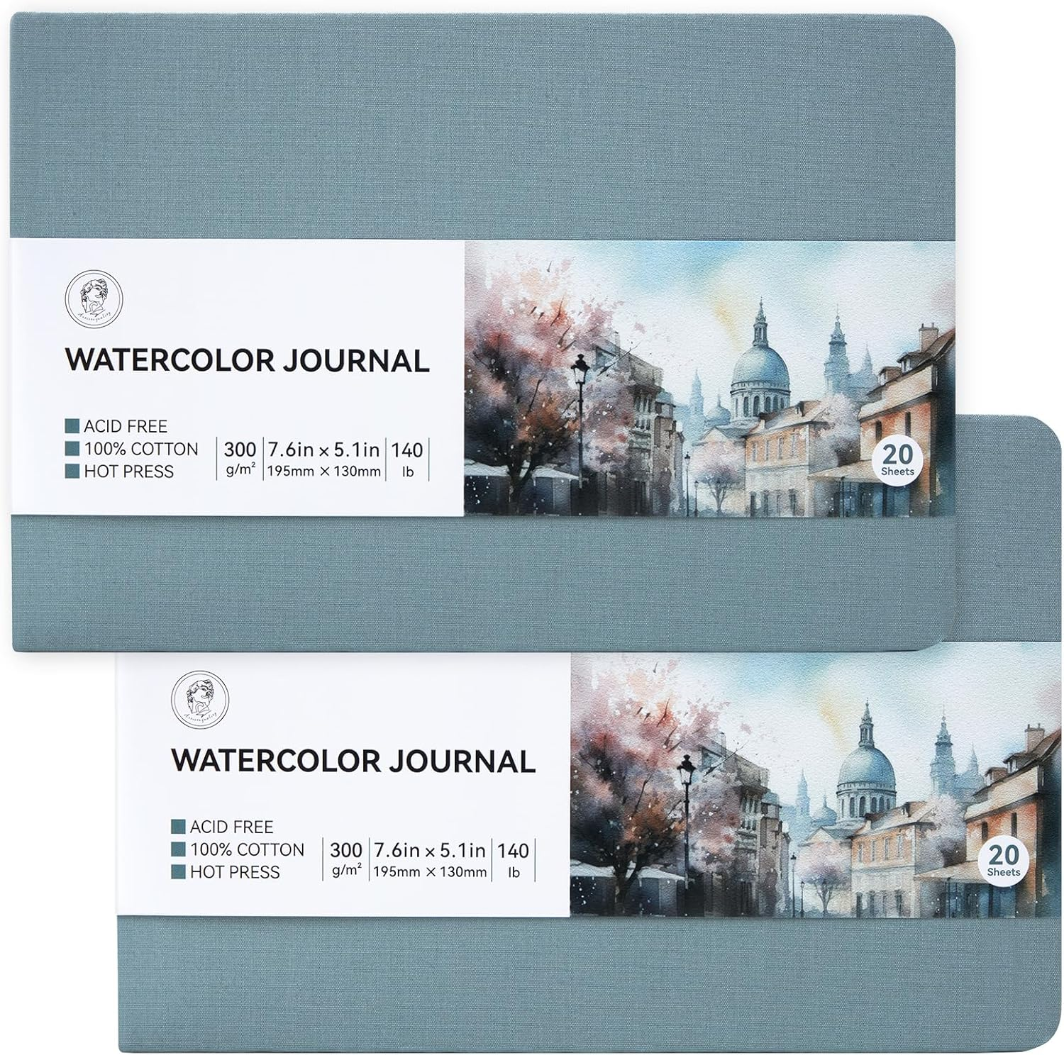 Lightwish Watercolor Sketchbook, 100% Cotton Cold Press Art Supplies Watercolor Paper Journal 3.8 * 5.1In, 2 Pack 40 Sheets (140Lb/300Gsm), Acid-Free for Watercolors, Gouache, Acrylics