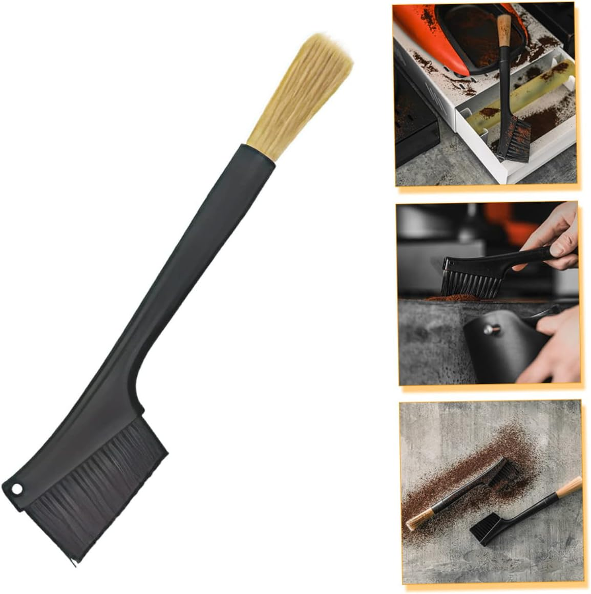 LABRIMP Double-Ended Cleaning Brush for Coffee Machine Espresso Cleaner Soft Bristles Long Handle Multi-Functional for Baking Sugar Tea Powder Keeps Equipment in Order image number 4