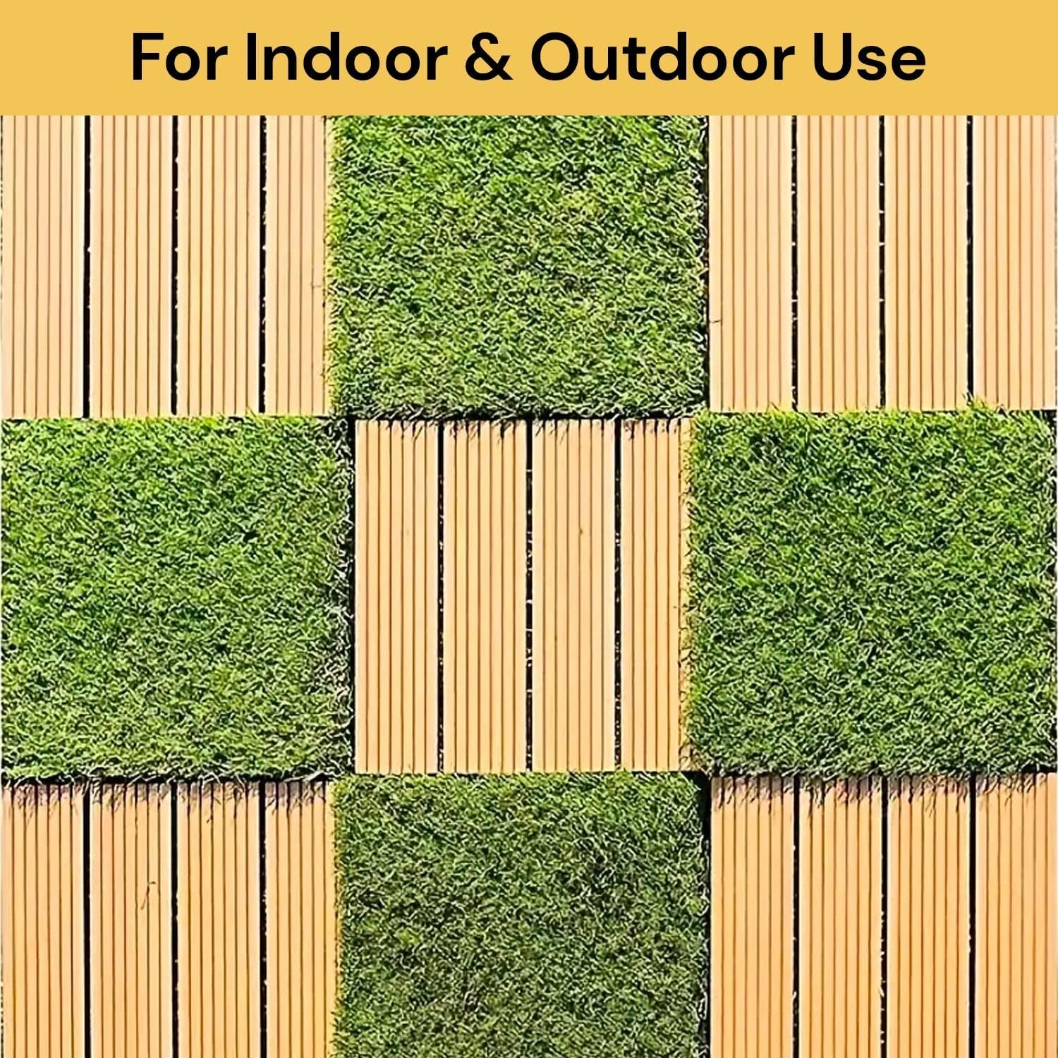 EZONEDEAL 1Pcs Artificial Grass Turf Tiles Interlocking - Artificial Turf Grass Rug,Fake Grass Decor Self-Draining Mat for Pet Dog Indoor/Outdoor Flooring Decor 12''X12'' (1)