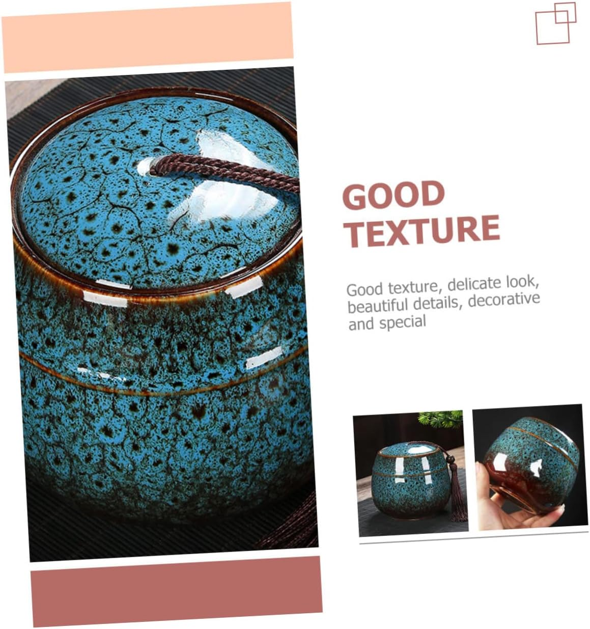 CAXUSD Ceramic Tea Canister Lid Mini Glazed Storage Jar for Loose Tea and Spices Airtight Container for Home Organization image number 4