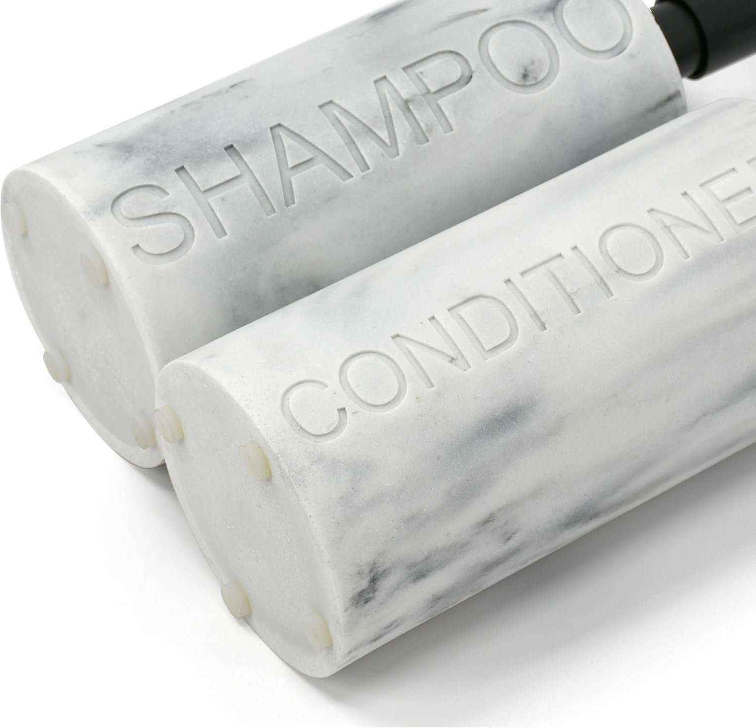 Indecor Home Marble Resin 2 Piece Shampoo and Conditioner Dispenser Set, Luxurious Refillable Pump Bottles with Matte Pump Top and Embossed Text, Durable Design for Bathroom and Shower