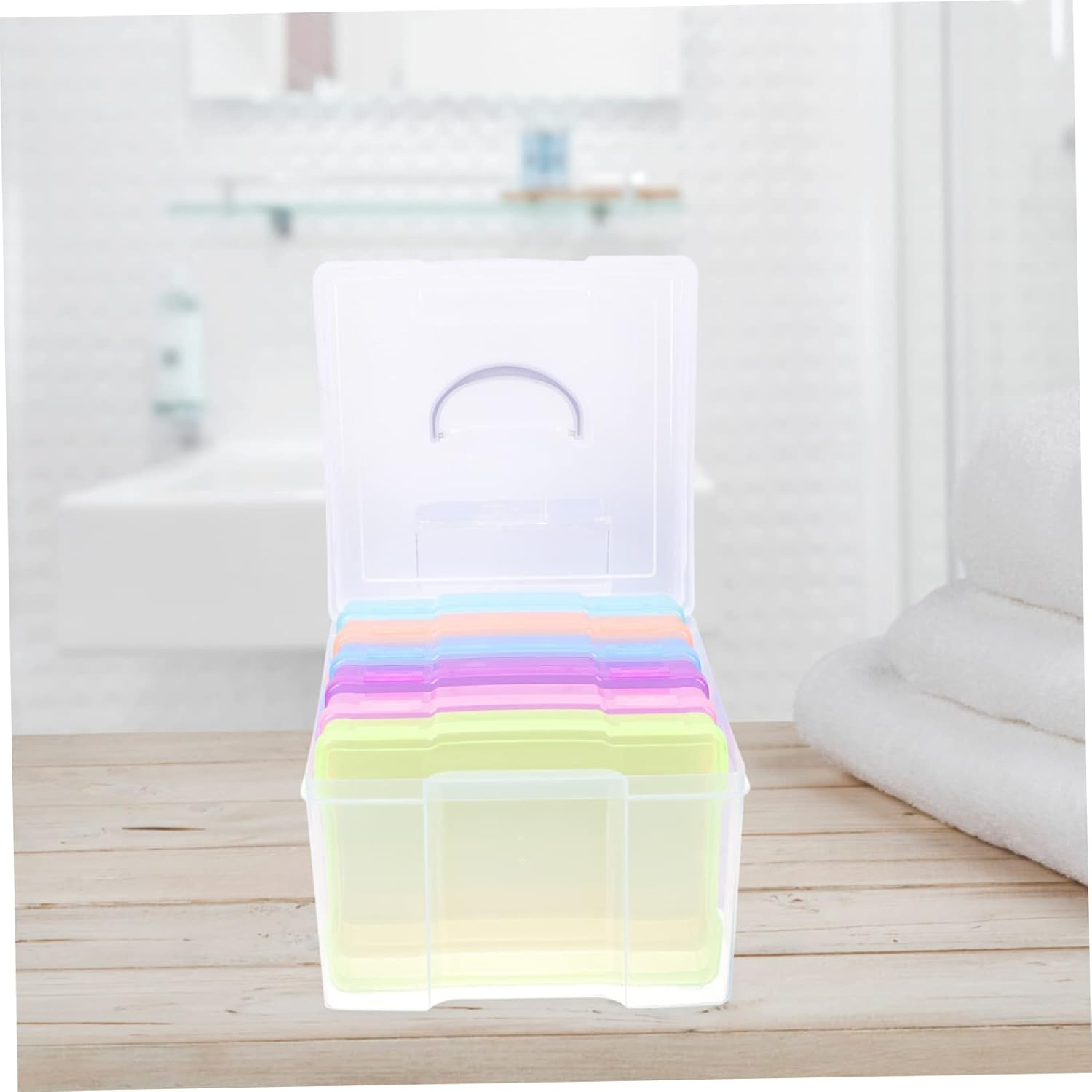 Operitacx Photo Storage Box for Pictures Craft Storage Organizer Multiple Compartments for Home Office Hobbyist to Store Cards and Small Objects image number 2