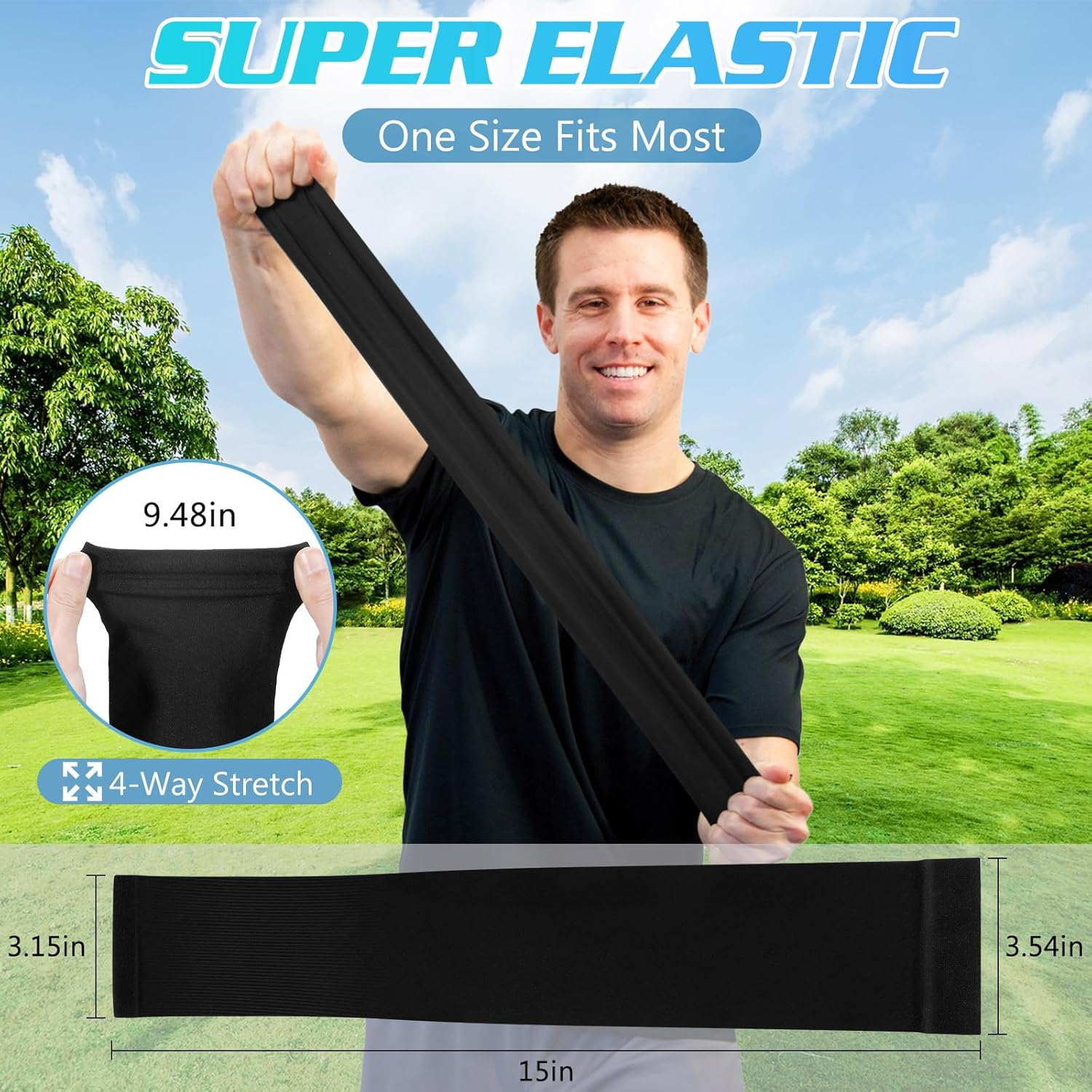 Arm Sleeves for Men Women: 4 Pairs Sun Protection Sleeves to Cover Arms Cooling Sports Compression Arm Sleeve Youth - Black,White,Royalblue,Grey image number 5