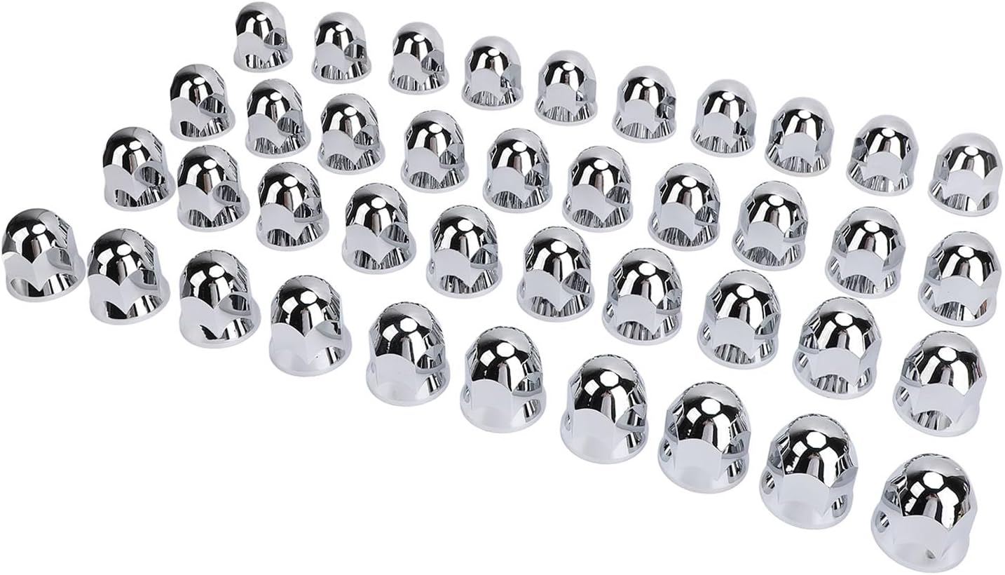 40Pcs 33Mm Chrome Lug Nut Covers Premium ABS Flanged Caps for Trucks Trailers Vehicles Secure Fastening Stylish Appearance Easy Installation Versatile Protection image number 2
