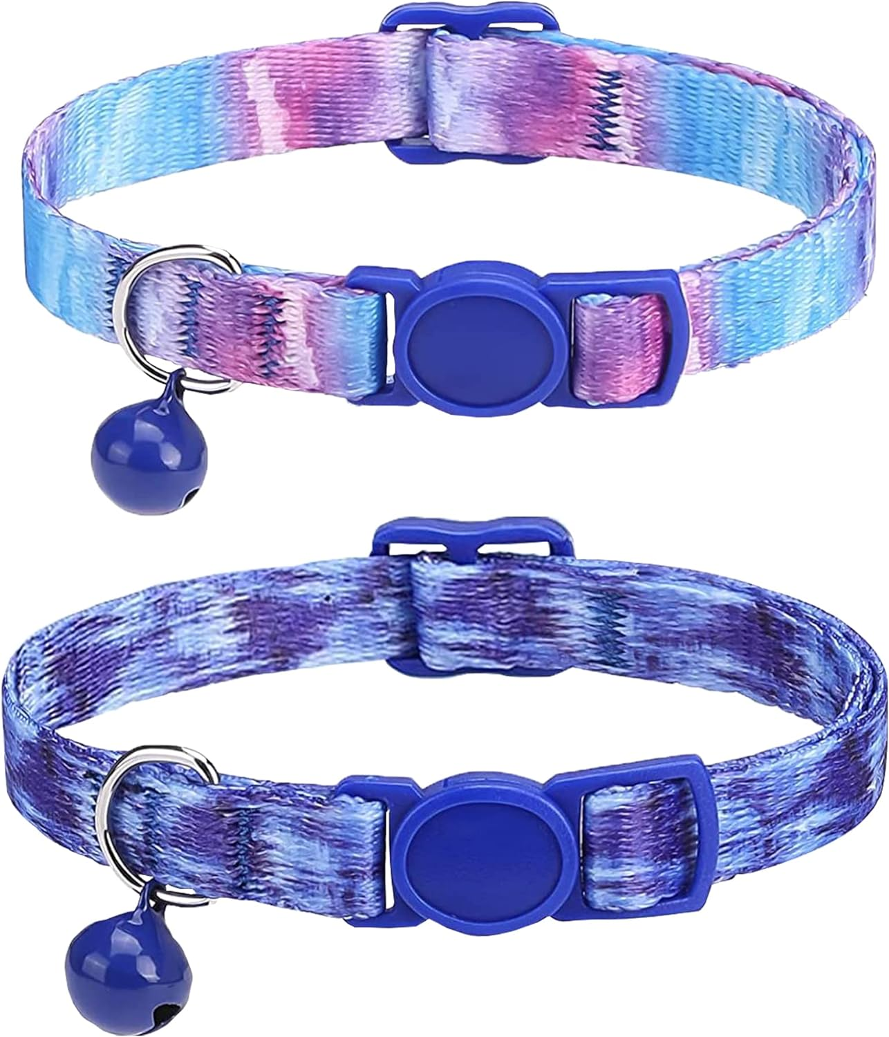 SOLMOONY Cute Cat Collar for Girl Boy,Colorful Breakaway Cat Collars with Bell 2 Pack，Adjustable Printed Nylon with Safety Buckles Kitten Collar (Starry Sky) - Coloured Drawing image number 6