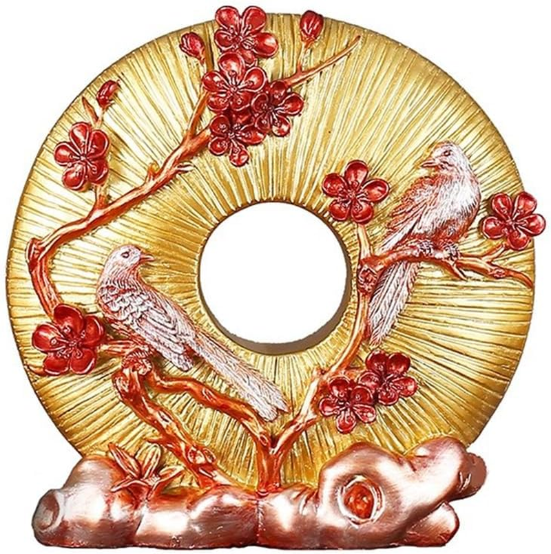 Art Deco, Bird Ornament - Golden & Red Resin Sculpture for Home Decoration, Bird Sculpture Decoration Golden Home Ornaments, Birds Resin, Home Ornaments, Ornament Porch Statuary image number 3