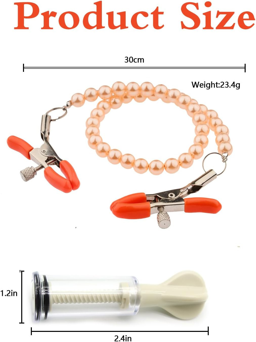 Mineens Nipple Toys,Nickel Clamps with Nickel Sucker,Nipple Clip Pearl Chain,Steel Non Piercing Nipple Rings Adsorbable Adult Toys, Suitable for Couples to Use When Intimate （3 Pcs） image number 1