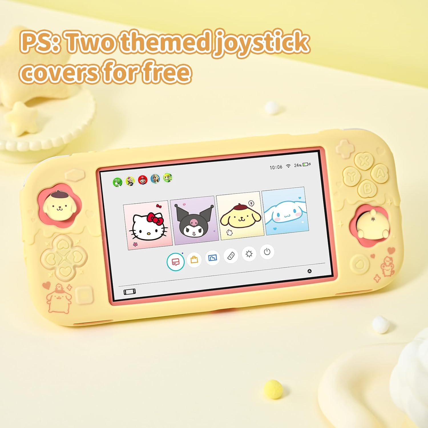 Kuitmor Protective Case for Switch Lite,Kawaii Switch Cover Case,Anti-Scratch Soft Silicone Protective Shell for Switch Lite 2019 with 2 Thumb Grip Caps - BDG image number 2