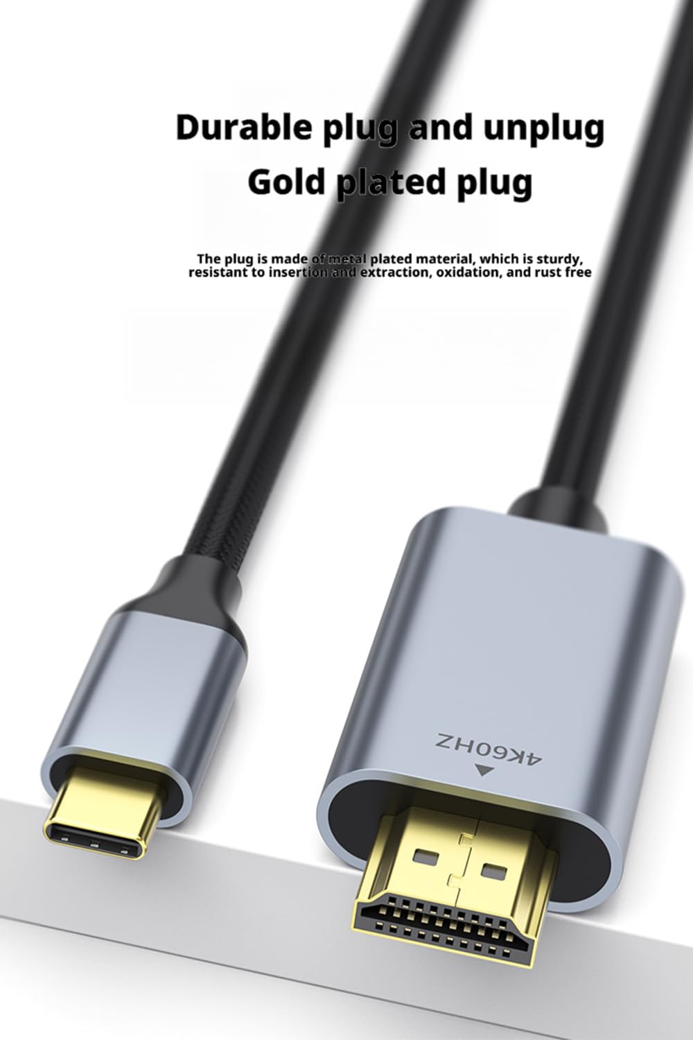 4UFIT 4K@60Hz USB C to HDMI Cable 2M, Type C Thunderbolt 4/3 Video Adapter for Home Office Compatible with Iphone 16/15 Pro Max Plus, Macbook Pro Air Ipad Pro, XPS, Galaxy S24 (200, Centimeters) image number 1