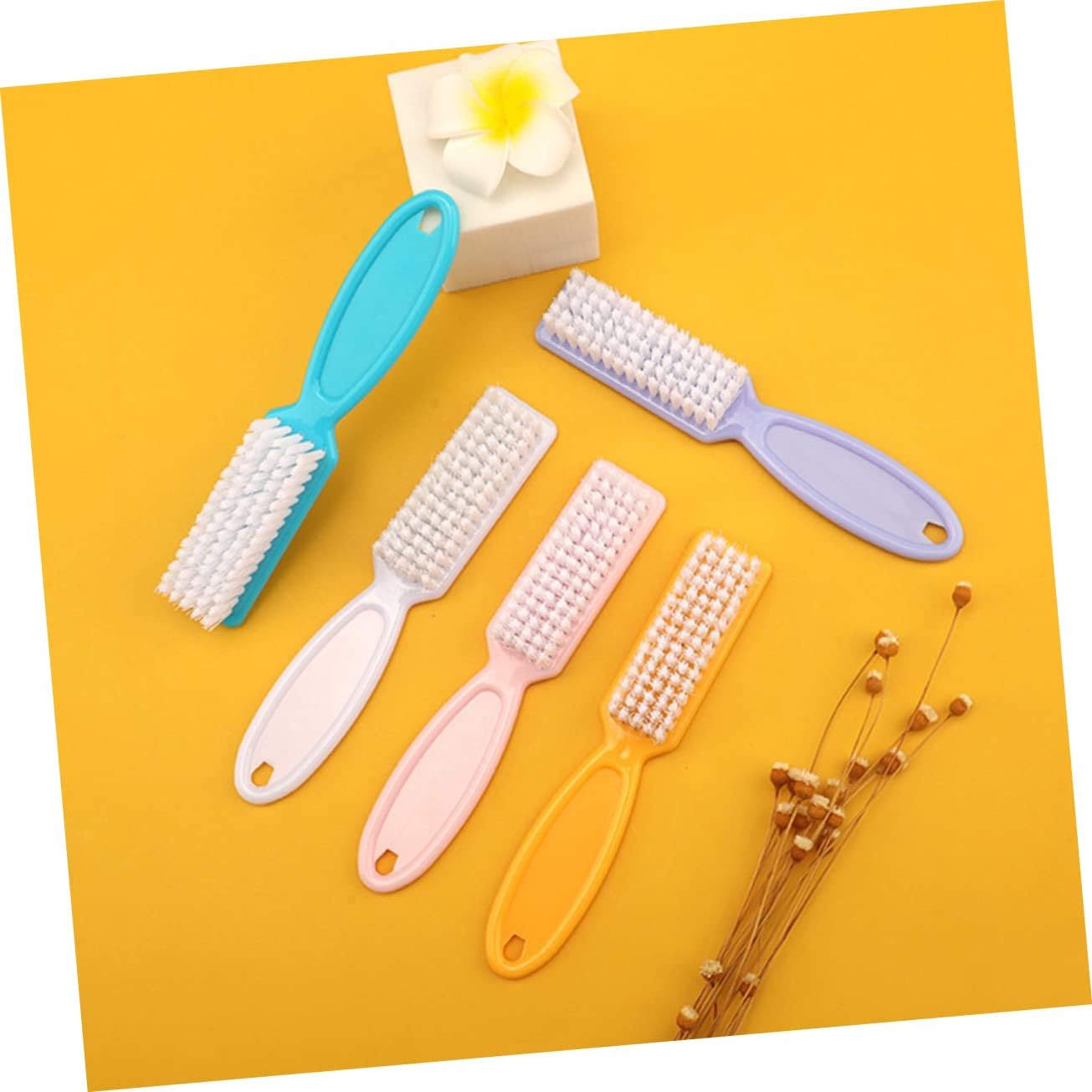 ADOCARN 24Pcs Portable Hand Grip Nail Brush for Manicure Cleaning Brush for Ages Random Color