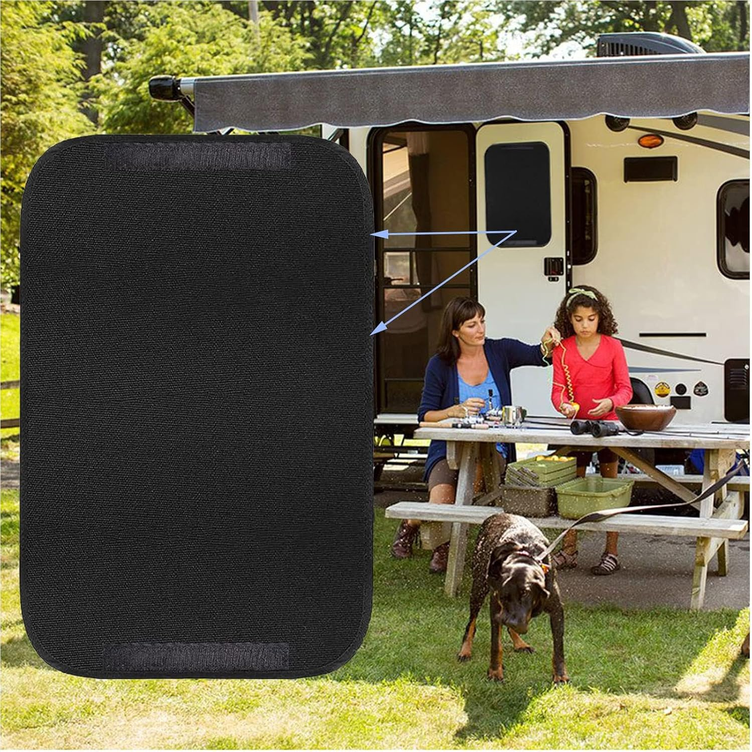 RV Door Car Window Shade Cover 16 X 25 Inches, Waterproof Camper Sunshade Coverings, UV Protection Sun Blackout Curtains, Privacy Black Car Window Shade, Camping RV Accessories for Travel Trailers image number 1