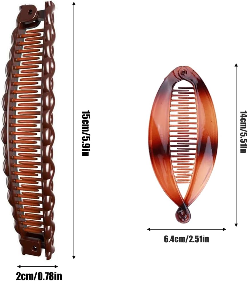 Pack of 4 Banana Clips, Banana Clip, Vintage Fishtail Hair Clip, French Banana Clip, Ponytail Holder, Clincher Combs Tool, Suitable for Long, Curly or Straight Hair image number 3