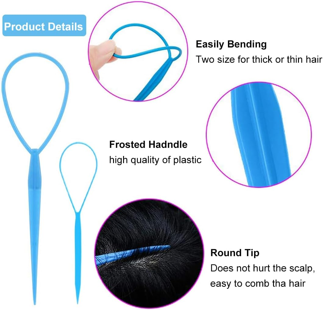 Pack of 12 Hair Tail Twister, Hair Braiding Tool, Hair Tail Twister Holder, Hairstyle Aid Band, Black Bun Styler, Hair Twister, Quick Spiral Braiding, DIY Hair Styling Aid Tool image number 4