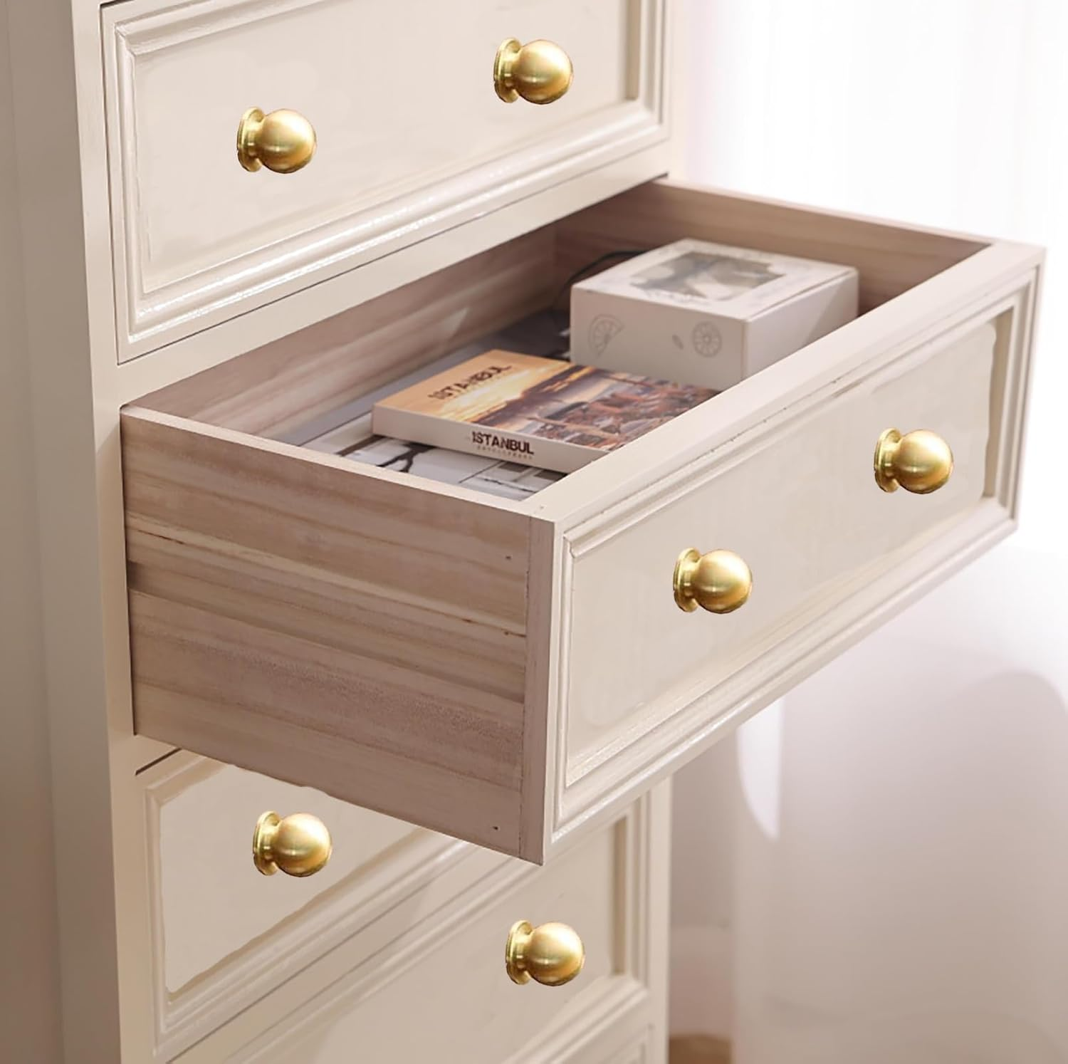 Ymaiss 12 Packs Brushed Gold Cabinet Knobs round Kitchen Dresser Knobs Drawer Pull Handles Single Hole Knobs Hardware for Drawer Dresser Cupboard Wardrobe image number 2