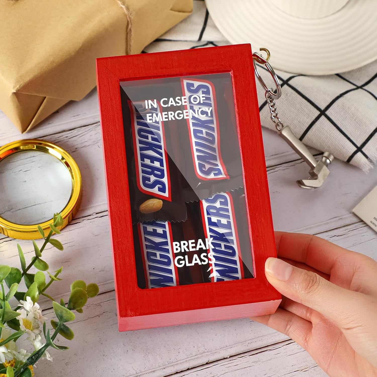 JULEASEL Funny Gift Emergency Box W/Hammer, Break in Case of Emergency Box, Personalized Prank Gag Gift for Birthday Holiday, Funny Desk Decor, White Elephant Gift for Friend Coworker Family image number 2