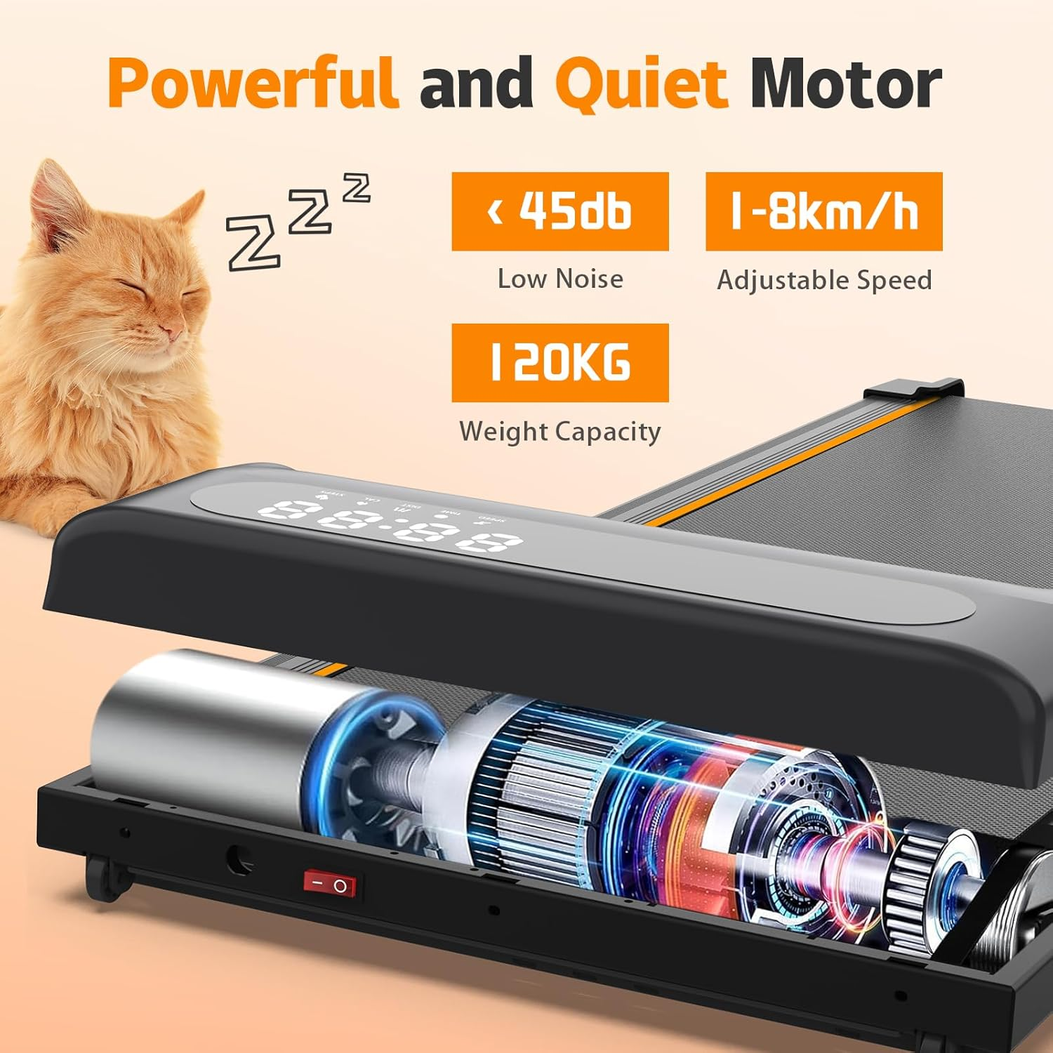 Advwin 3 in 1 Walking Pad Treadmill, under Desk Treadmill for Jogging & Walking, Compact Portable Walking Running Machine with Shock Absorption & Non-Slip for Home&Office | LED Display |Quiet Motor image number 3