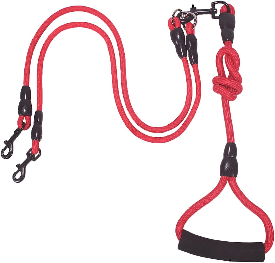 Dog Double Leads Nylon Dog Lead Splitter No Tangle Dual Leash Coupler Lead Two Dogs 1 Pcs (80 Cm + 70 Cm) No Tangle 360&deg; Swivel Rotation Dual Strong Lead for 2 Dogs for Dag Walking and Training image number 2