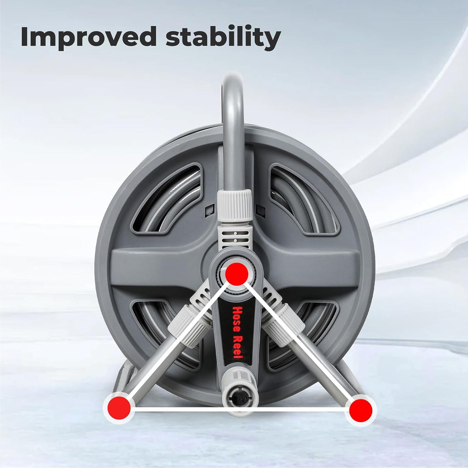 Traderight Portable Water Hose Reel Holder, 1/2'' X 20M, Wall Mount Garden Hose Reel, 2 Nozzle Modes, Self-Closing Water Pipe Valve, Handheld, Garden Watering Car Washing Pet Bathing, PP PVC Material image number 2