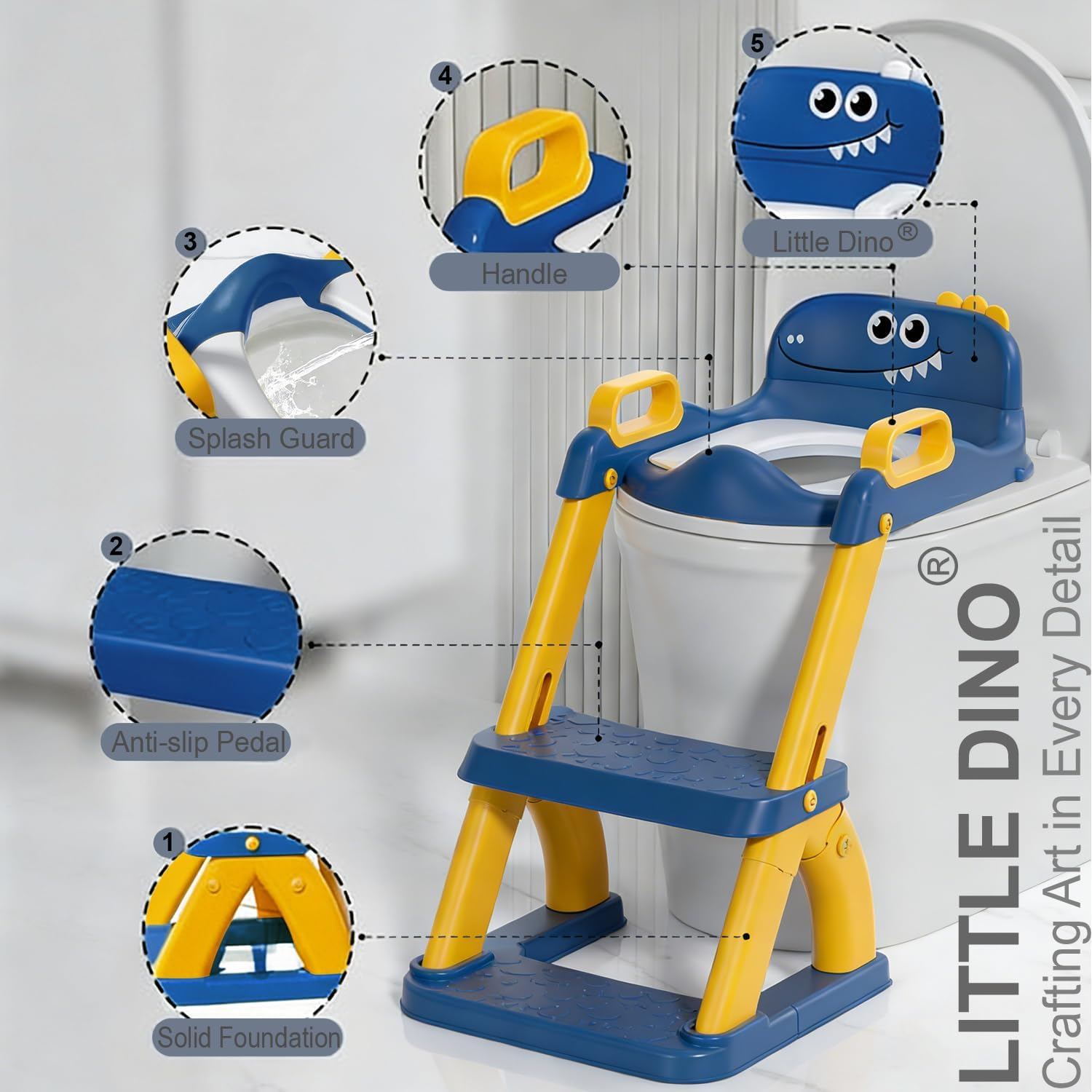 Potty Training Seat with Step Stool Ladder,Potty Training Toilet for Kids Boys Girls,Toddlers-Comfortable Safe Potty Seat with Anti-Slip Pads Ladder (Azure Blue) image number 1