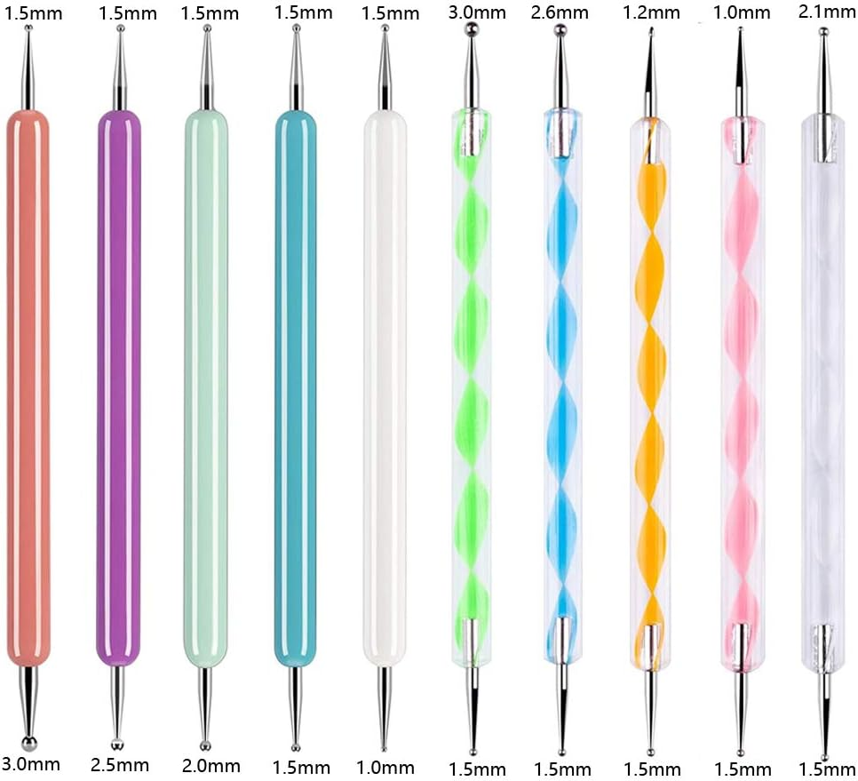 Abenkle 10Pcs Art Dotting Tools for Nail Art, Ball Tip Clay Tools Sculpting Pattern Tracing Stylus, Ball Embossing Stylu for Drawing,Painting Rocks Mandalas,Art Dot Tools image number 4
