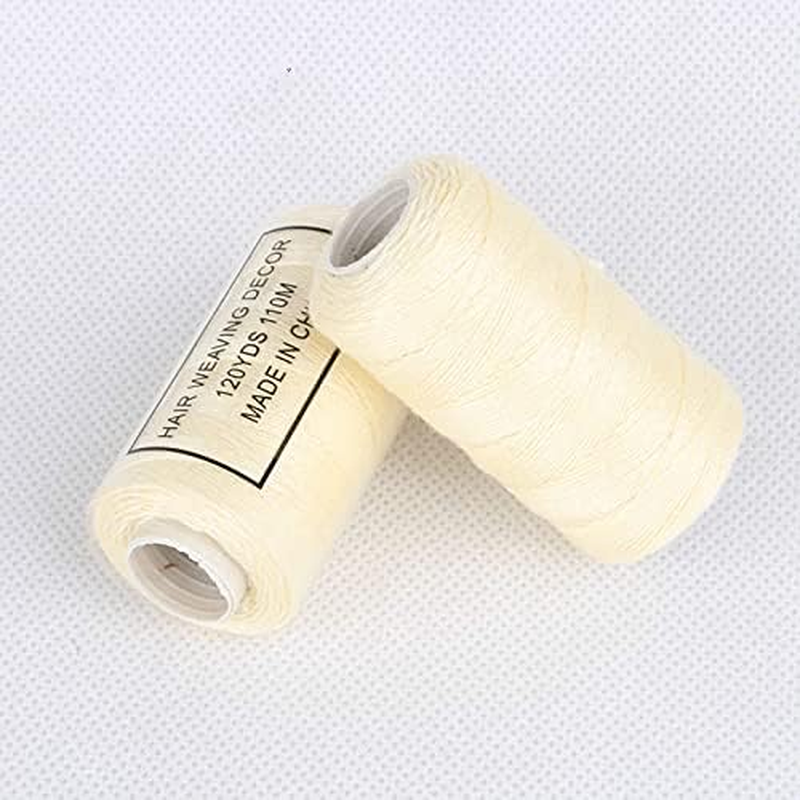 Funyn 3 Rolls Hair Weaving Thread Cotton Sewing Thread Making Wig Clips in Hair Extension Hair Salon Weft Thick Thread with 3 Curved Needles (Mixture Colors) image number 6