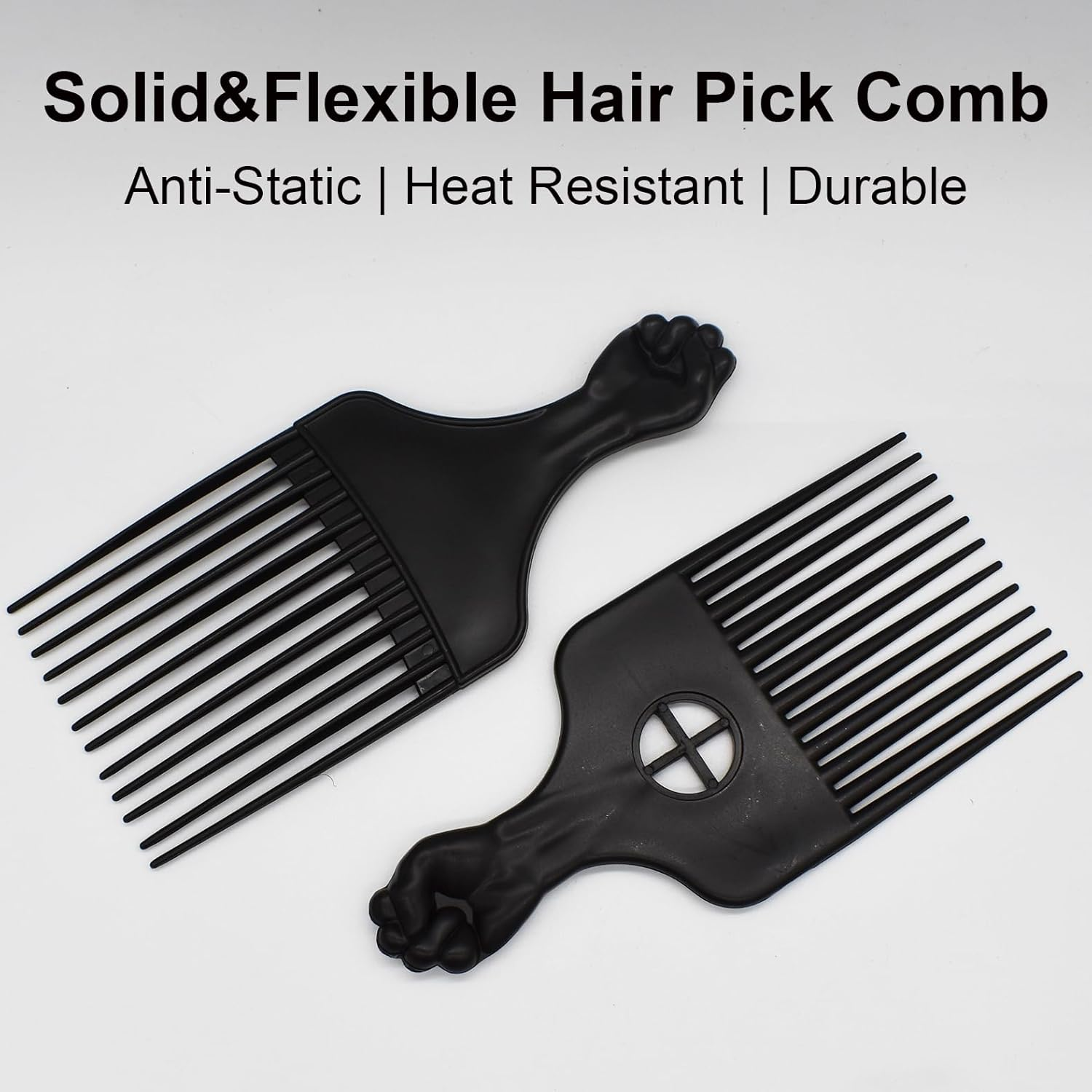 2 Pieces Professional Afro Hair Comb Detangling Comb Hairdressing Comb Afro Braiding Comb for Wigs Natural African Thick Curly Long Short Hair Styling Men Women Hair Salon image number 4