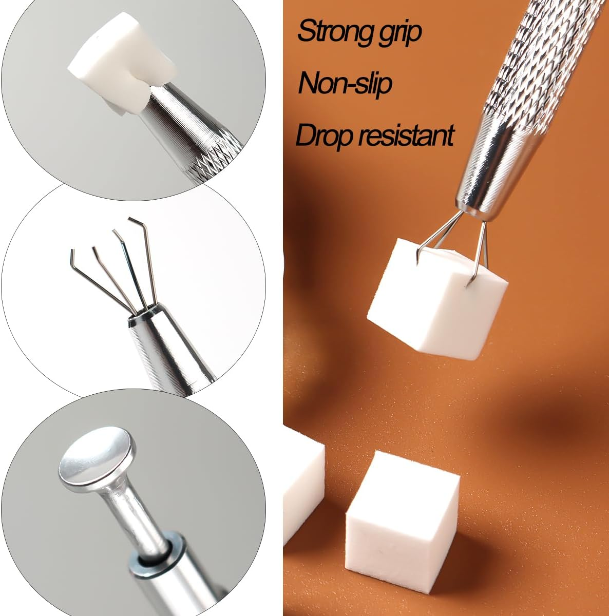 SUTOZMIWE Nail Art Sponge with 100Pcs/Box, Soft Sponges Pen Holder, Gradient Effect Gel Painting Brush, round Glass Palette, Stick Mixing Blooming Nails, Aura Nail, S image number 1