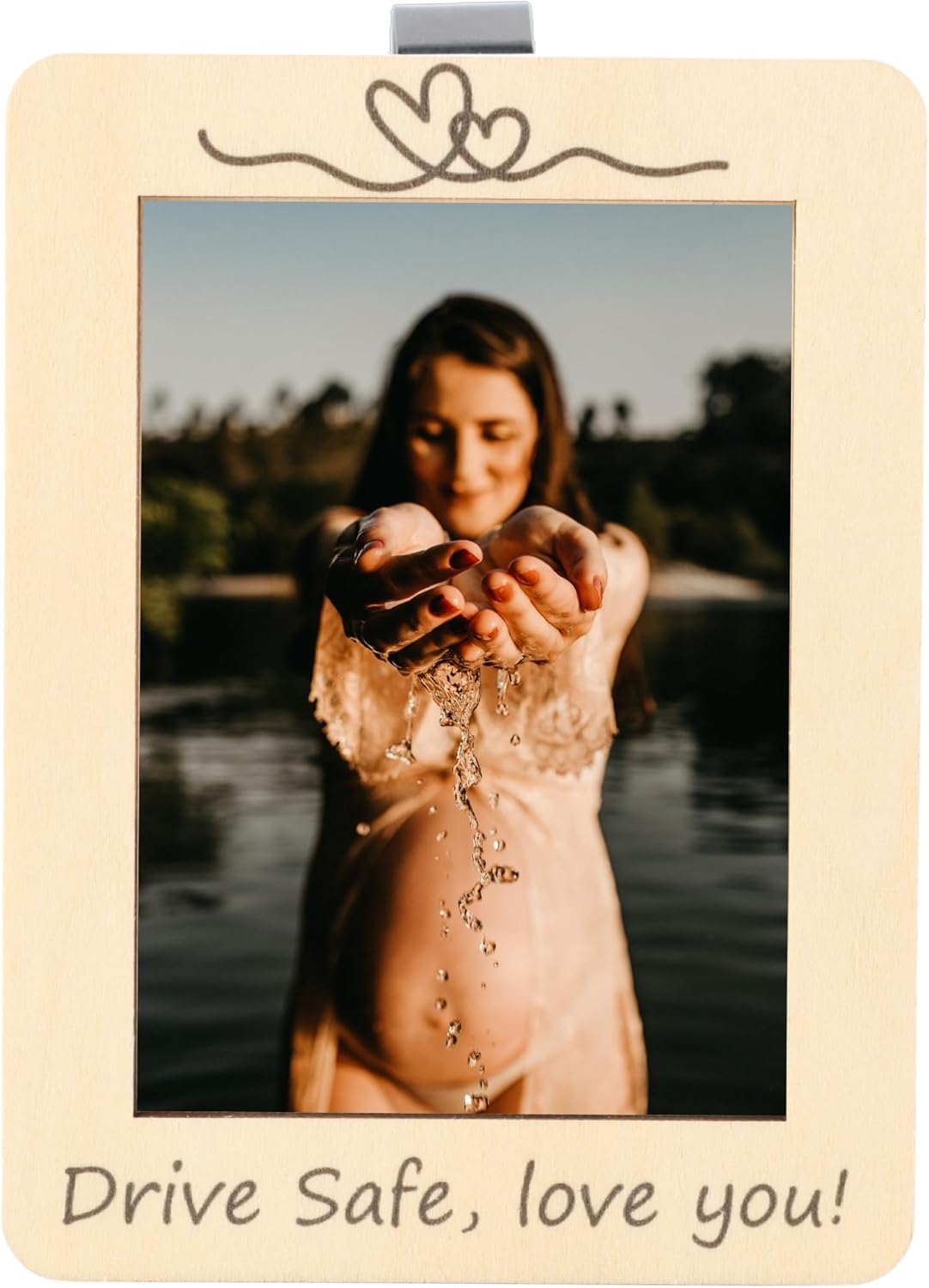 MOTOFITOOL Car Visor Picture Frame, Drive Safe I Love You Visor Clip, Car Photo Holder, Premium Wood Car Visor Clip, Personalized Photo Holder Valentine'S Birthday Present image number 4