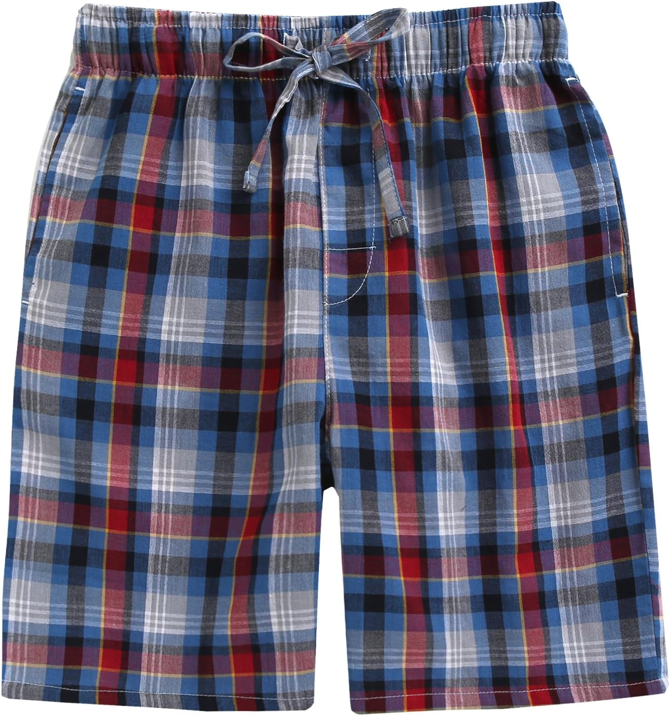 Kids Boys Woven Plaid Check Cotton Soft Lightweight Long Shorts Drawstring Pants with Pocket image number 5