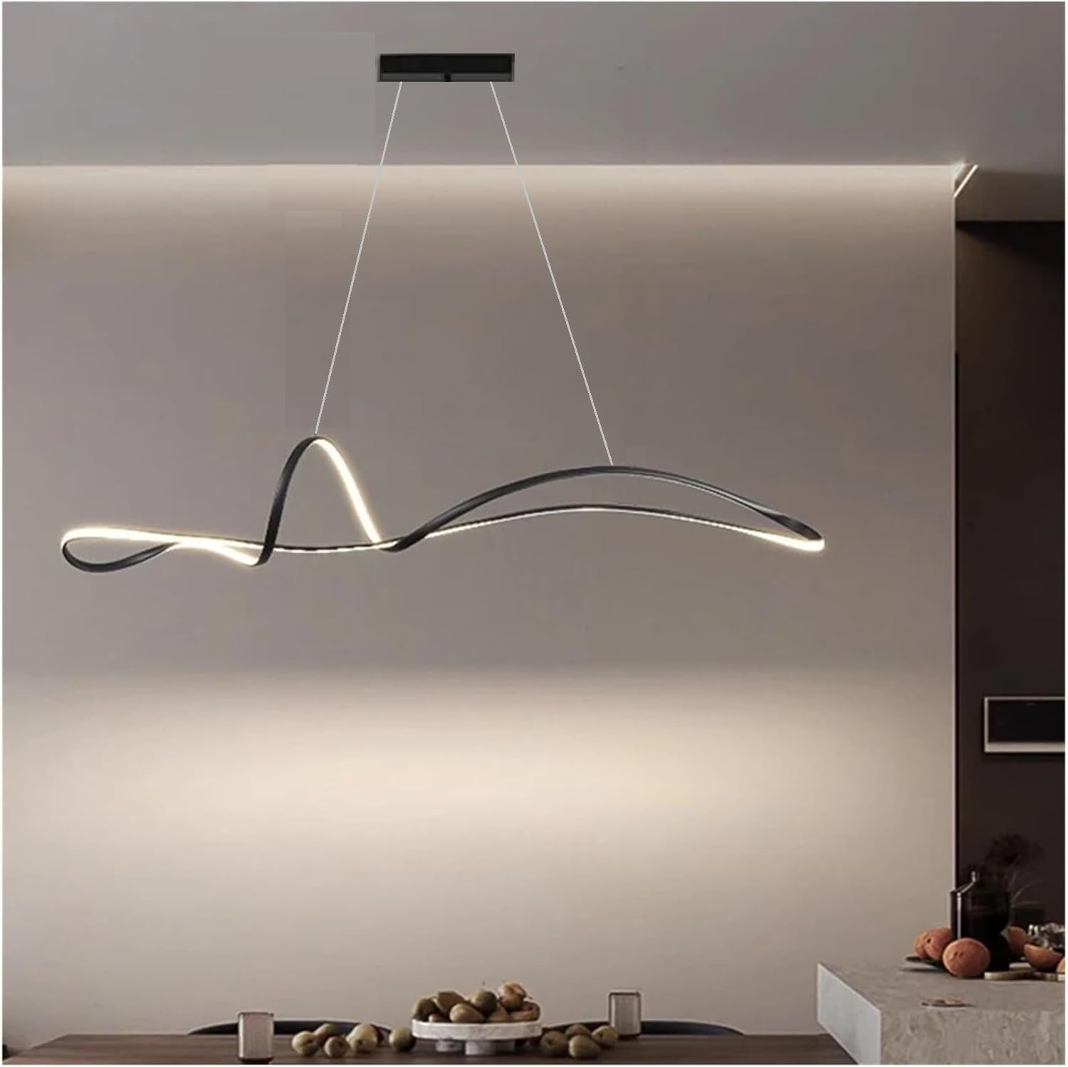 BAMDECOR A210 Modern LED Linear Pendant Lights with Dimmable LED and Adjustable Hanging Length 120Cm/150Cm -Black (180CM) image number 2