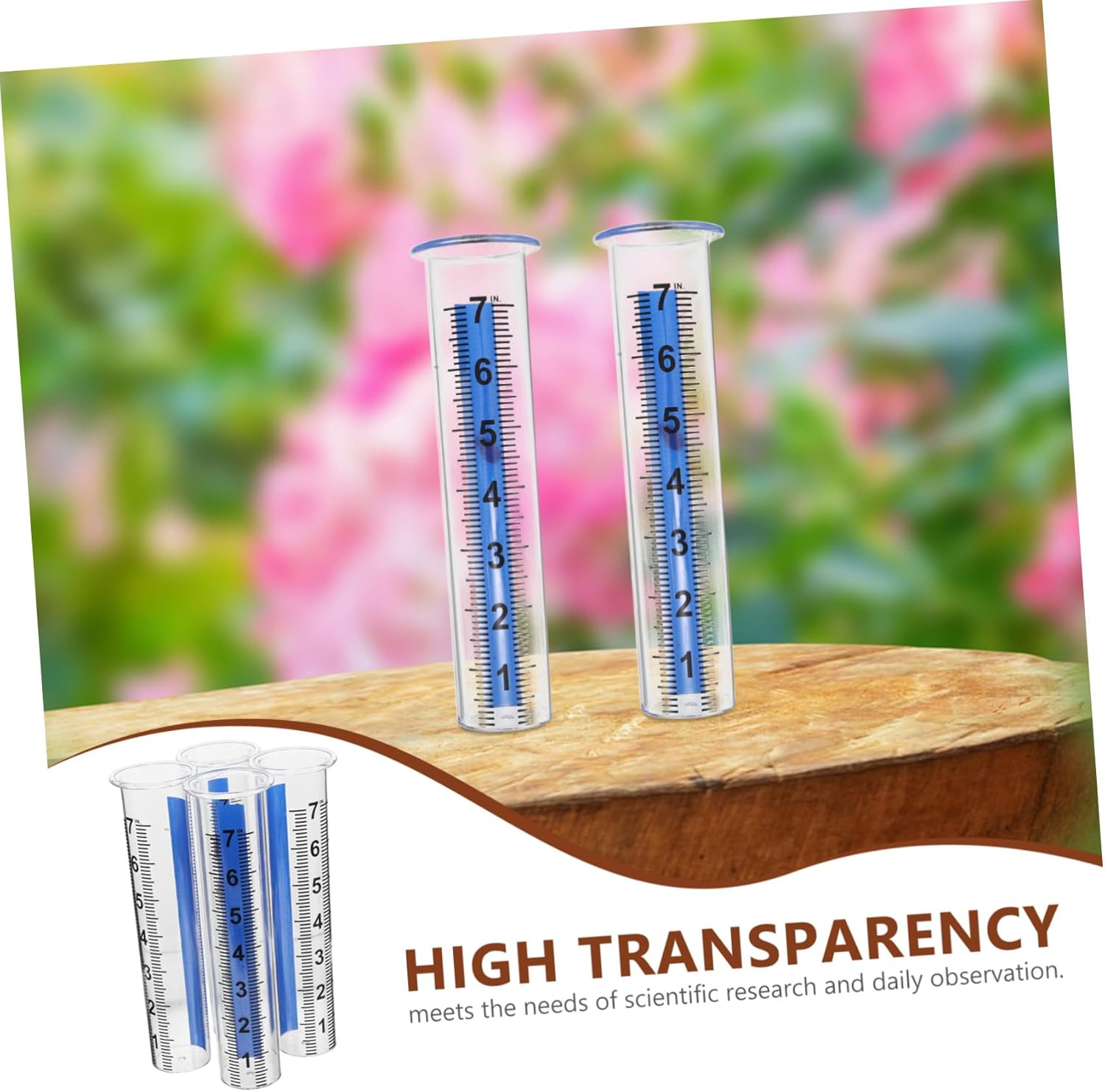 Balacoo 4PCS Accurate Rain Gauge Tubes for Outdoor Garden Lawn Backyard and Greenhouse Weatherproof Frost-Resistant Plastic Replacement Windproof Design for Precise Water Measurement image number 6