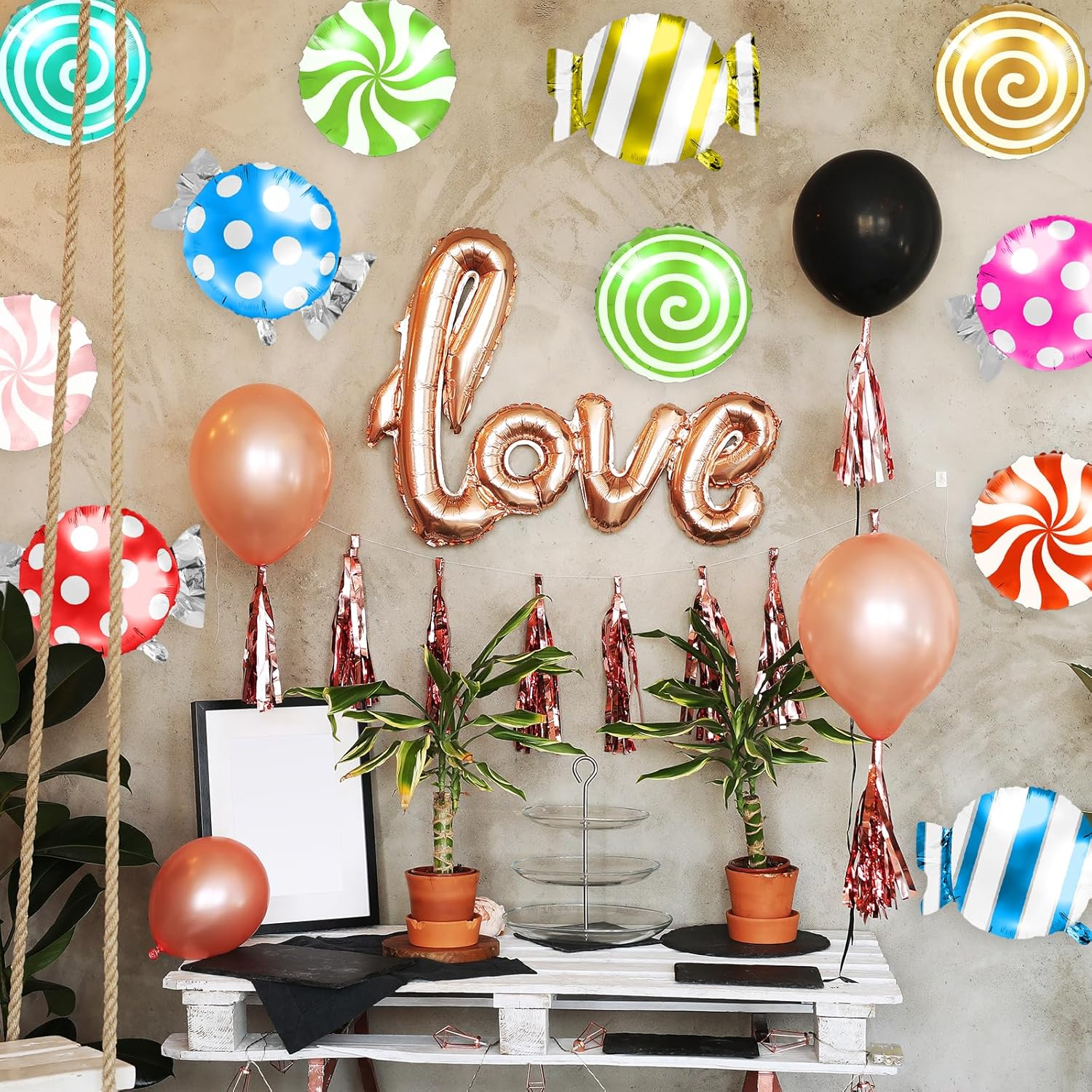 NILLOS Candy Themed Party Decorations, 12 PCS round Lollipop Balloon for Birthday, Festival (4 Styles)