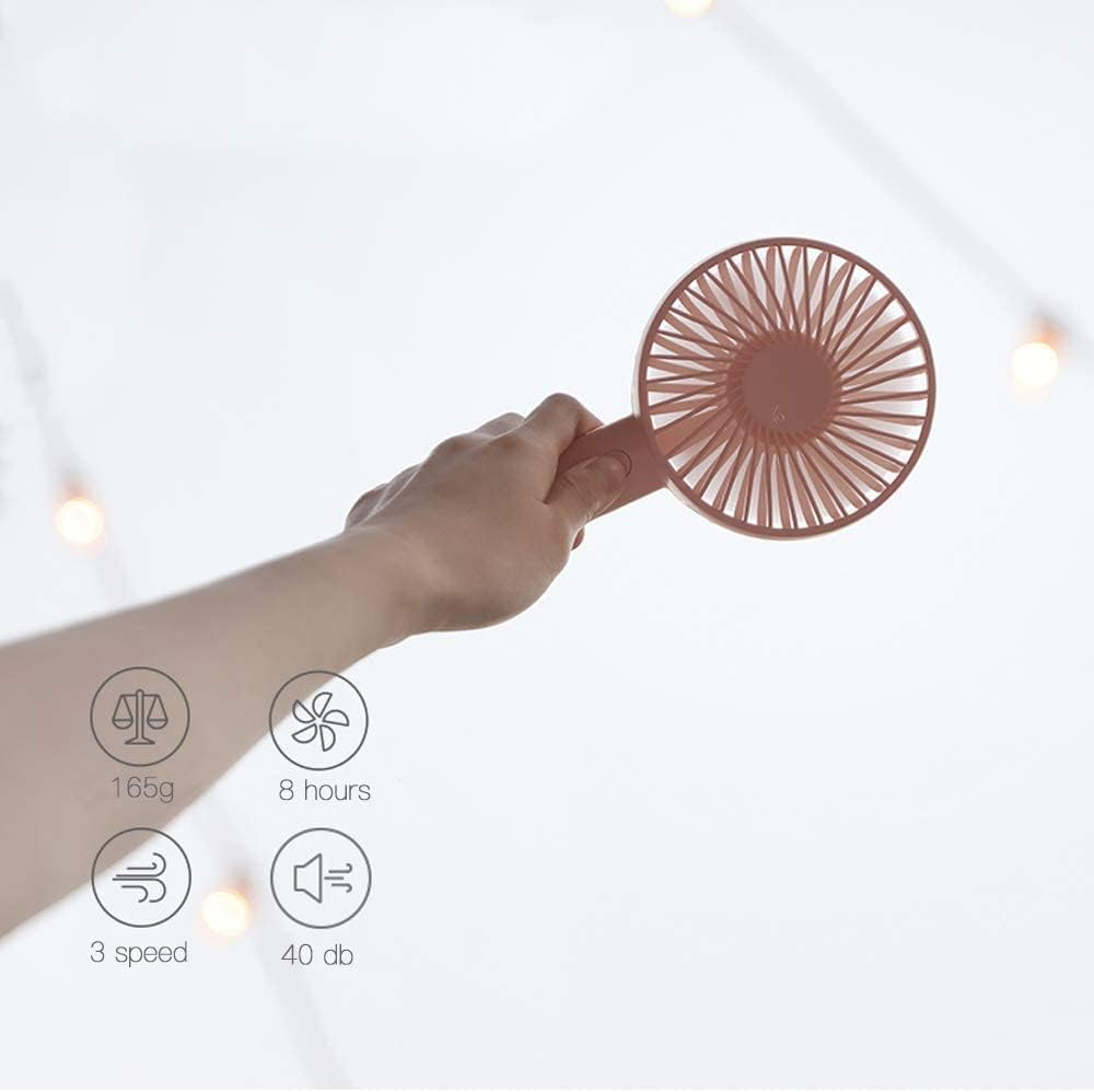 Mini Handheld Fan, Three-Blade Handheld Fan, Rechargeable Battery Powered, Strong Wind, Mini Handheld for Outdoor and Home (Pink)
