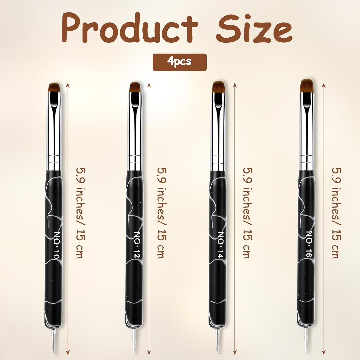 4 Pieces Dotting Tool Nails Double End Nail Brush Professional 2 in 1 Nail Brush Nail Art Set Gel Brush and Nail Art Brush Set Fineliner Durable anti Deformation for Nails DIY (Black) image number 4