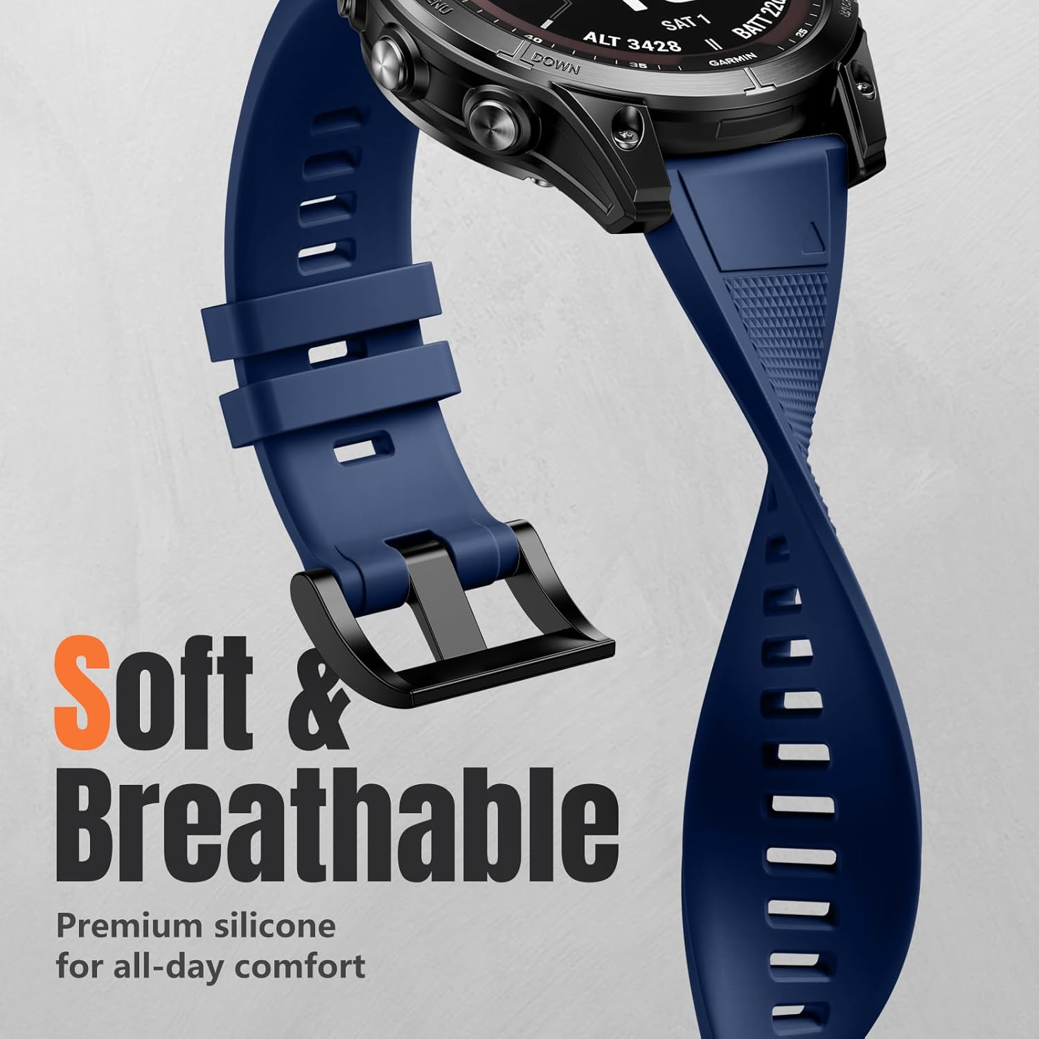 Ouwegaga 22Mm Watch Band Compatible with Garmin Fenix 8 47Mm/Fenix 7/7 Pro/Fenix 6/6 Pro/Fenix 5/5 Plus/Fenix E 47Mm, Soft Sport Silicone Quickfit Strap for Forerunner 935/945/955/965/Instinct 2 1 - Orange image number 6