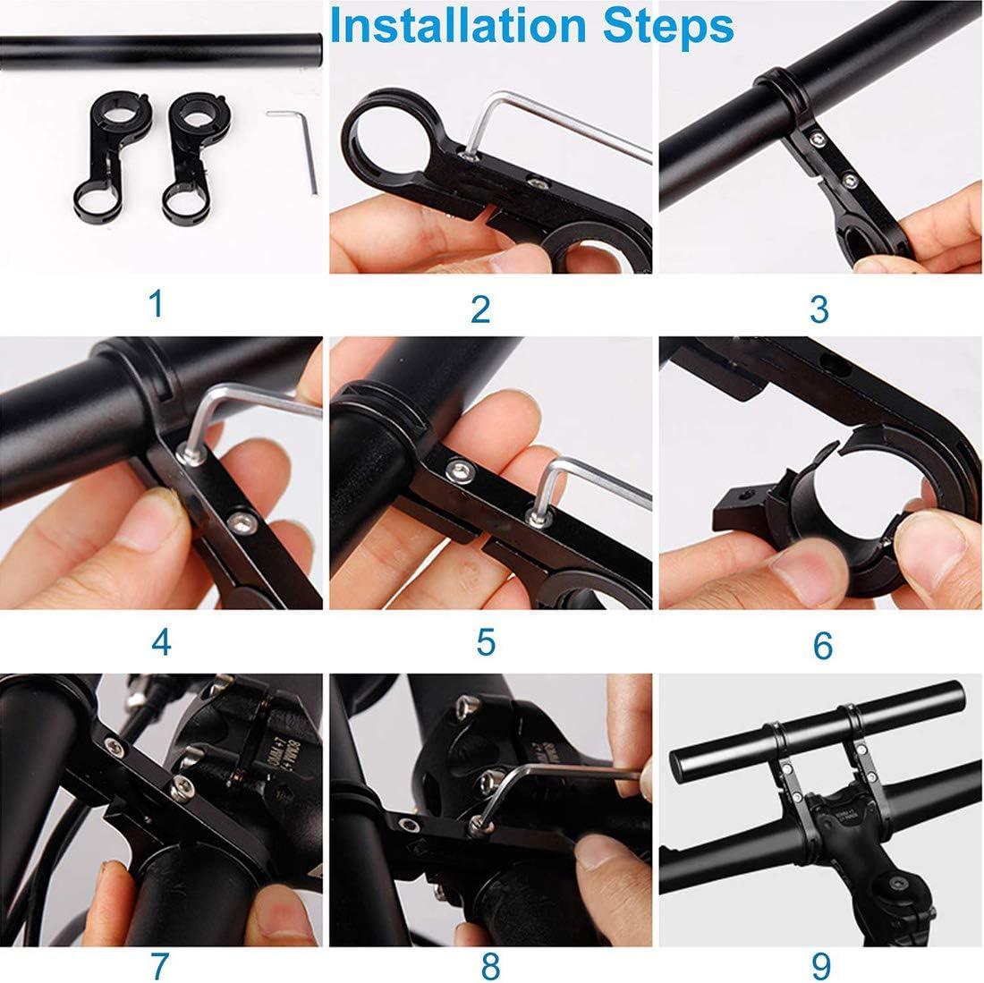 Bike Bicycle Double Handlebar Extender Extension,11.8"(30 Cm) Aluminum Alloy Super Long Bracket Accessories，For Bike Mounts,Extender Bars, Headlights,Light Lamp,Phone Mount,For 31.8Mm/25.4Mm Caliber image number 1