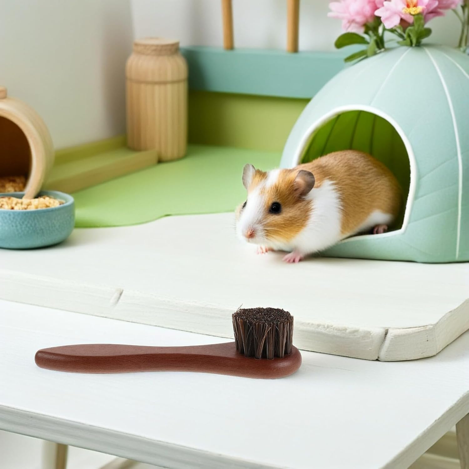 COHEALI 2Pcs Hamster and Guinea Pig Bath Brush Set with Soft Bristles, Wooden Handle Pet Grooming and Bathing Tool for Small image number 2