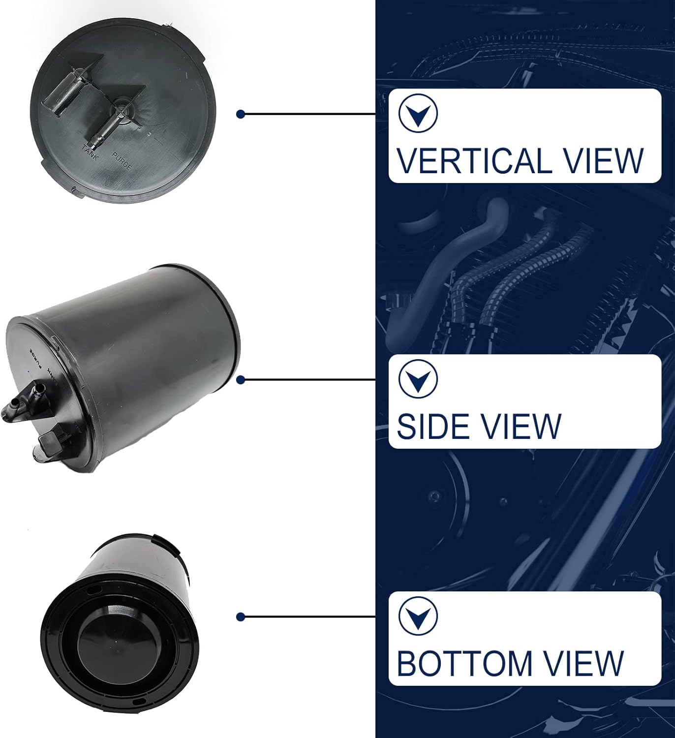 Vapor Canister &lrm;911261 215153 17056542 17113148 for Buick Regal Cadillac Seville GMC C15 Chevy Monza C10 Chevette, Compatible with Select Models (Black)