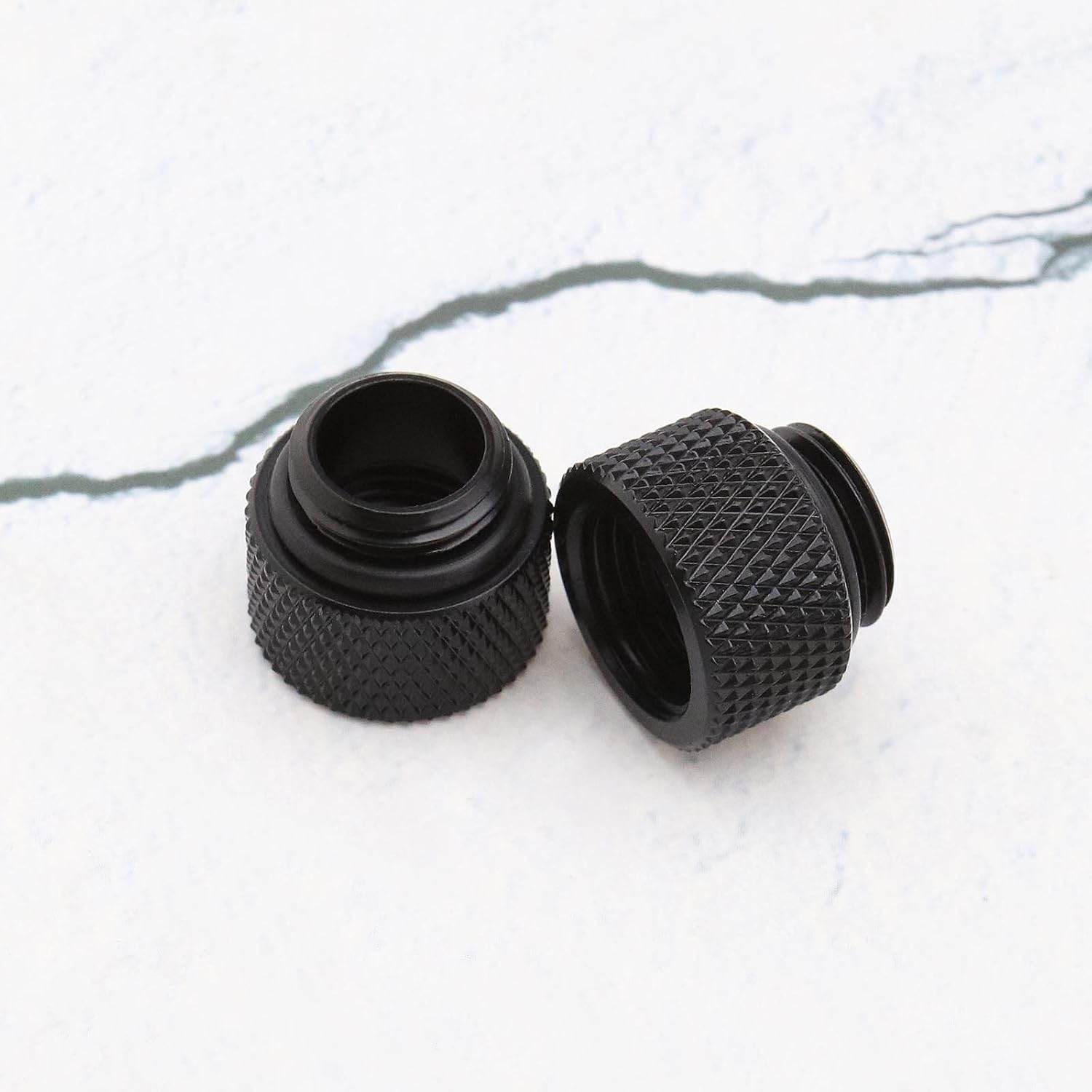 Emsea 4Pcs Black G 1/4 Inch Extended Nut Seat 10Mm Brass Adapter with O-Ring Rubber for Desktop Computer Water Cooling System image number 1