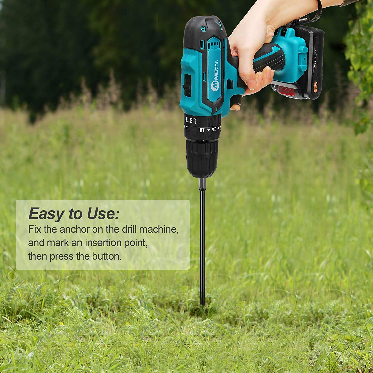 Ground Anchors, Agptek 4 Packs Ground Anchor Kit with 15 Inches Long and 0.5 Inches Thick, Ground Anchors Heavy Duty Great for Tents, Canopies, Sheds, Trampoline and Swing Sets image number 4