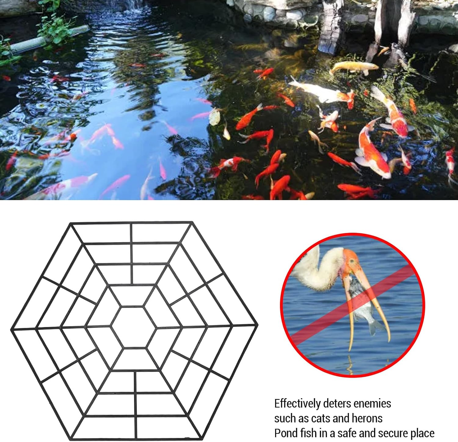 20 Set Pond Fish Protector Net, Strong Plastic Floating Guarding Net with Clips, Deters Cats and Herons, Lightweight Design for Easy Installation and Maintenance image number 5