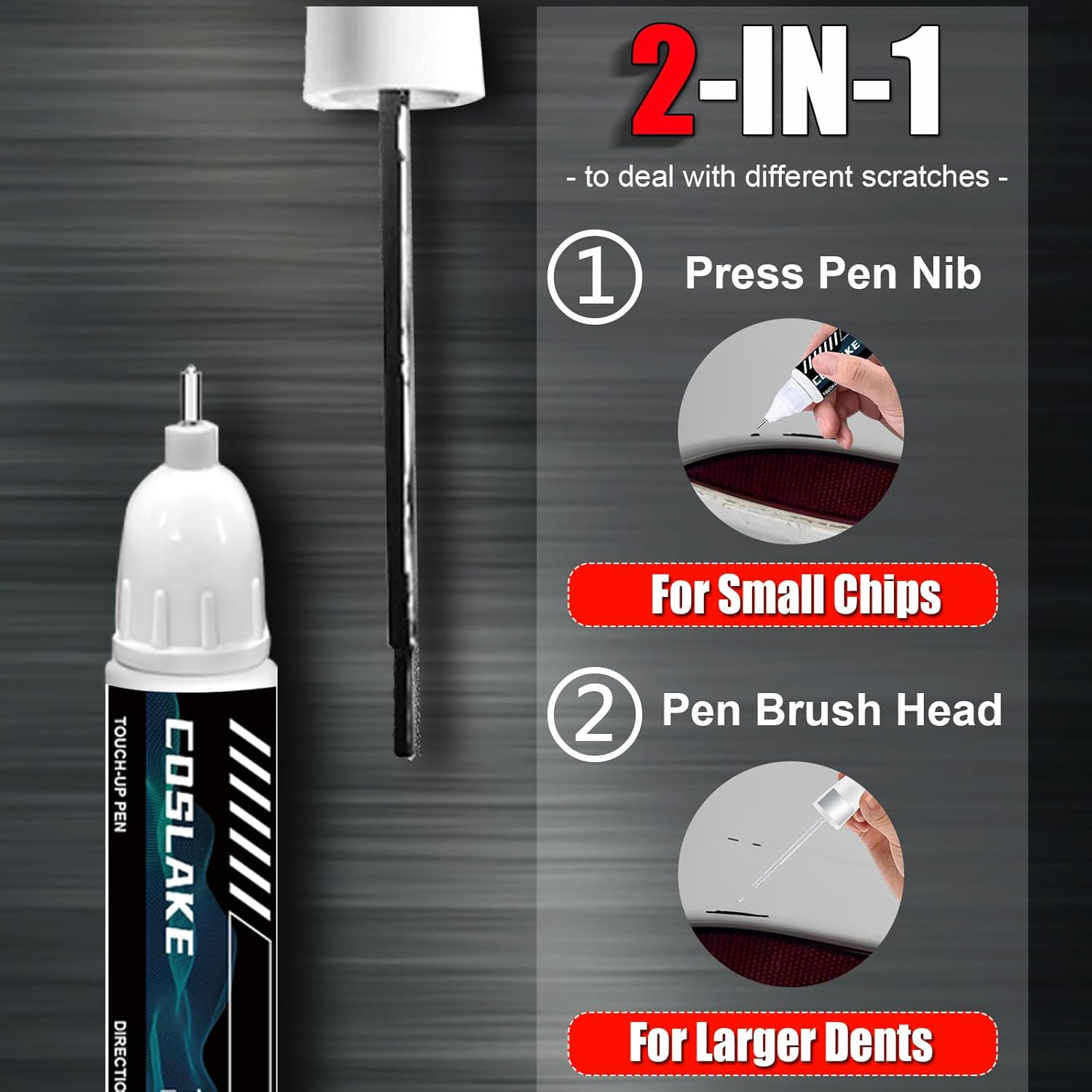 COSLAKE Car Touch up Paint(Magnetic Gray Metallic(1G3)) for Toyota, Car Paint Scratch Repair Kit, Quick & Easy Solution to Repair, 2 in 1 Scratch Remover Pen with Color-Matched image number 2
