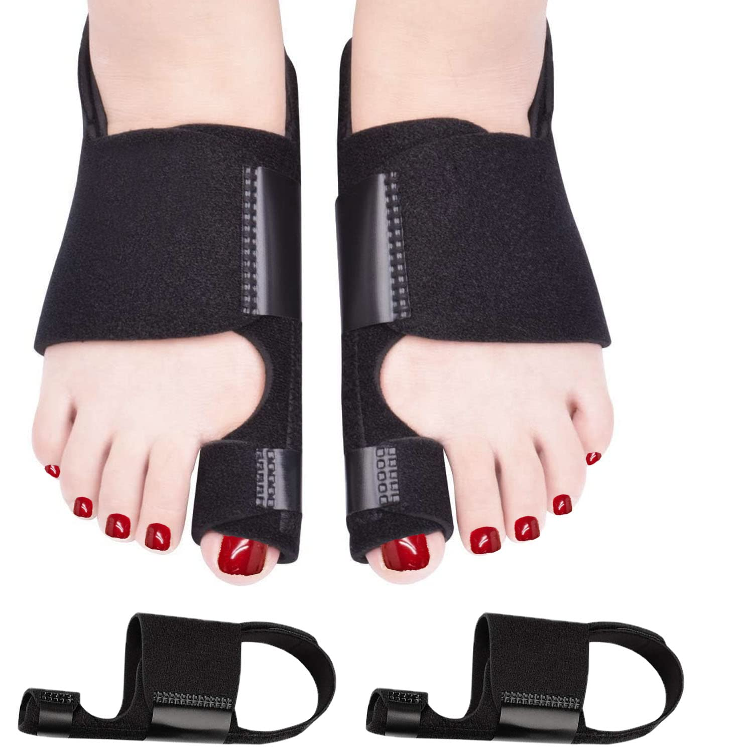 Bunion Corrector for Women(2 Pcs) Hallux Valgus Brace Splint Pads Bunion Big Toe Separators Straightener for Hallux Valgus Pain Relief Fits Men and Women