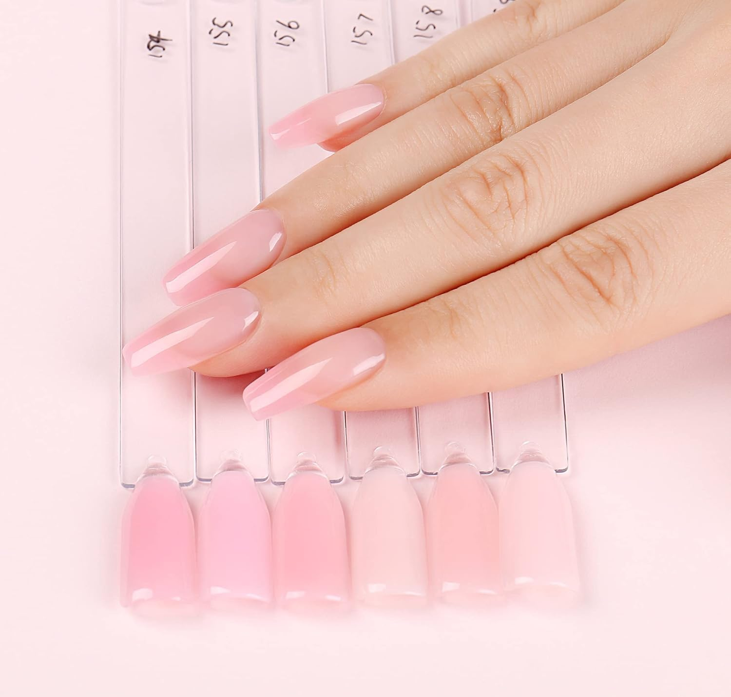 AIMEILI 8 in 1 Builder Nail Gel Set, 6Pcs Sheer Color Hard Gel Builder Base Nail Strengthening Gel Nail Extension False Nail Tips Glue Gel in a Bottle, UV LED Gel Polish 8ML Kit 37 image number 1