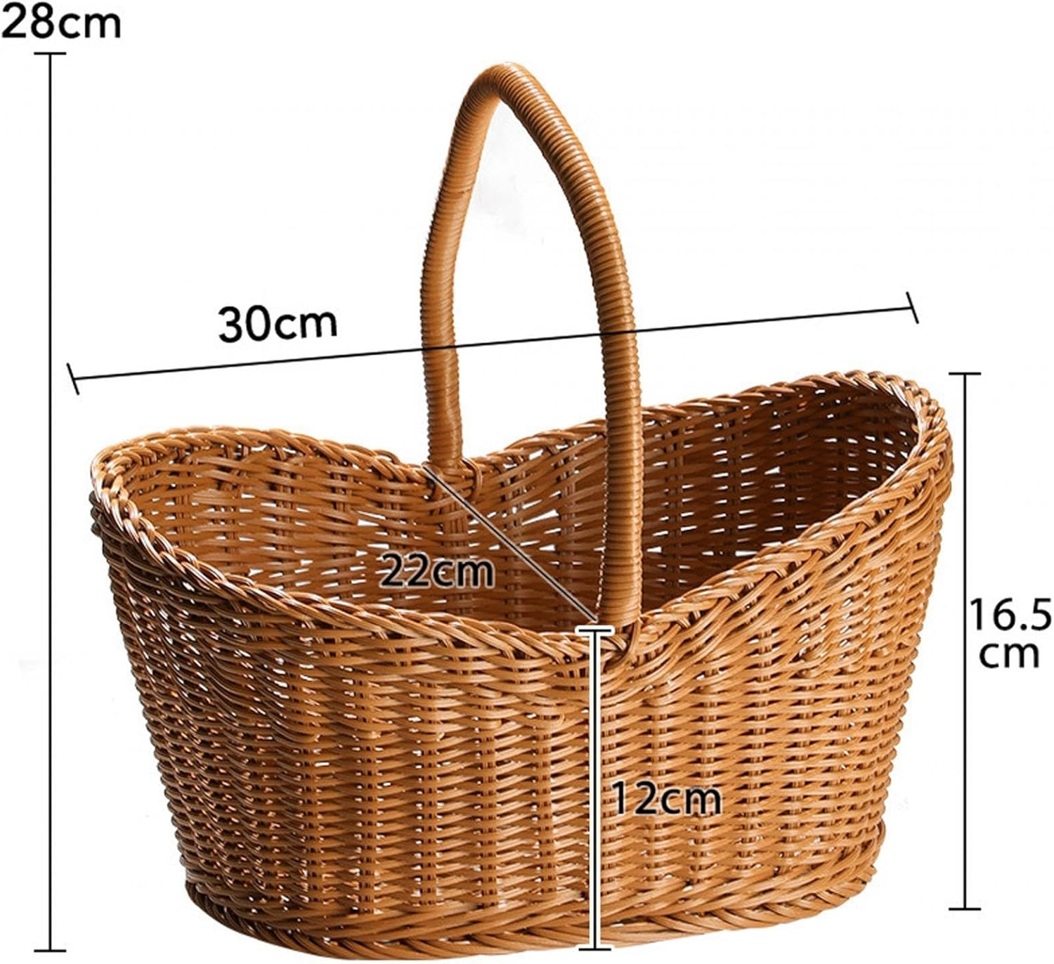 Woven Storage Basket, Picnic Baskets with Handles,Hand Woven,Carry Handle,With Handle Storage Bag Plant Pot Toiletries image number 6